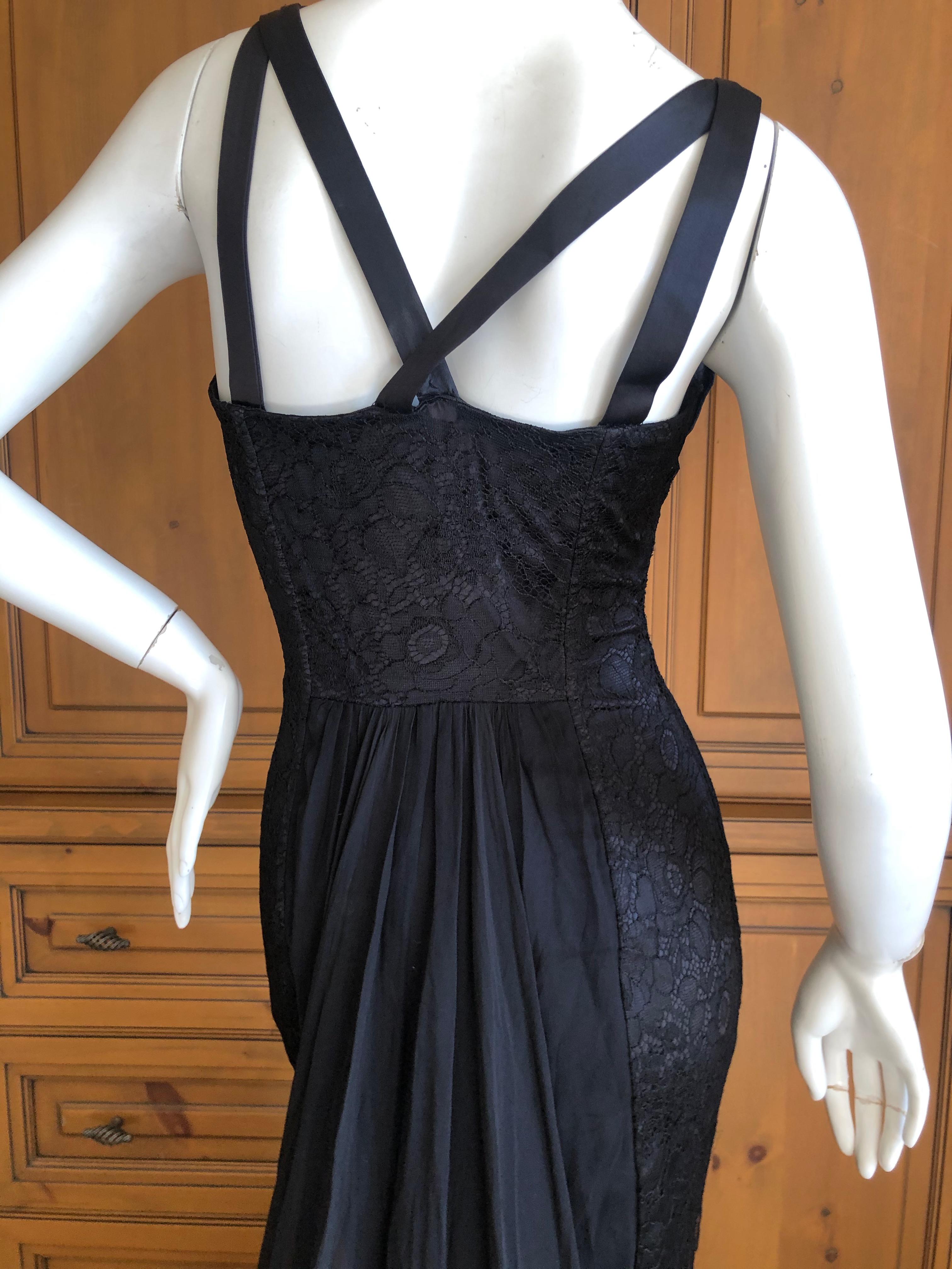 Dolce & Gabbana Vintage Black Lace Corset Evening Gown with Train For Sale 3