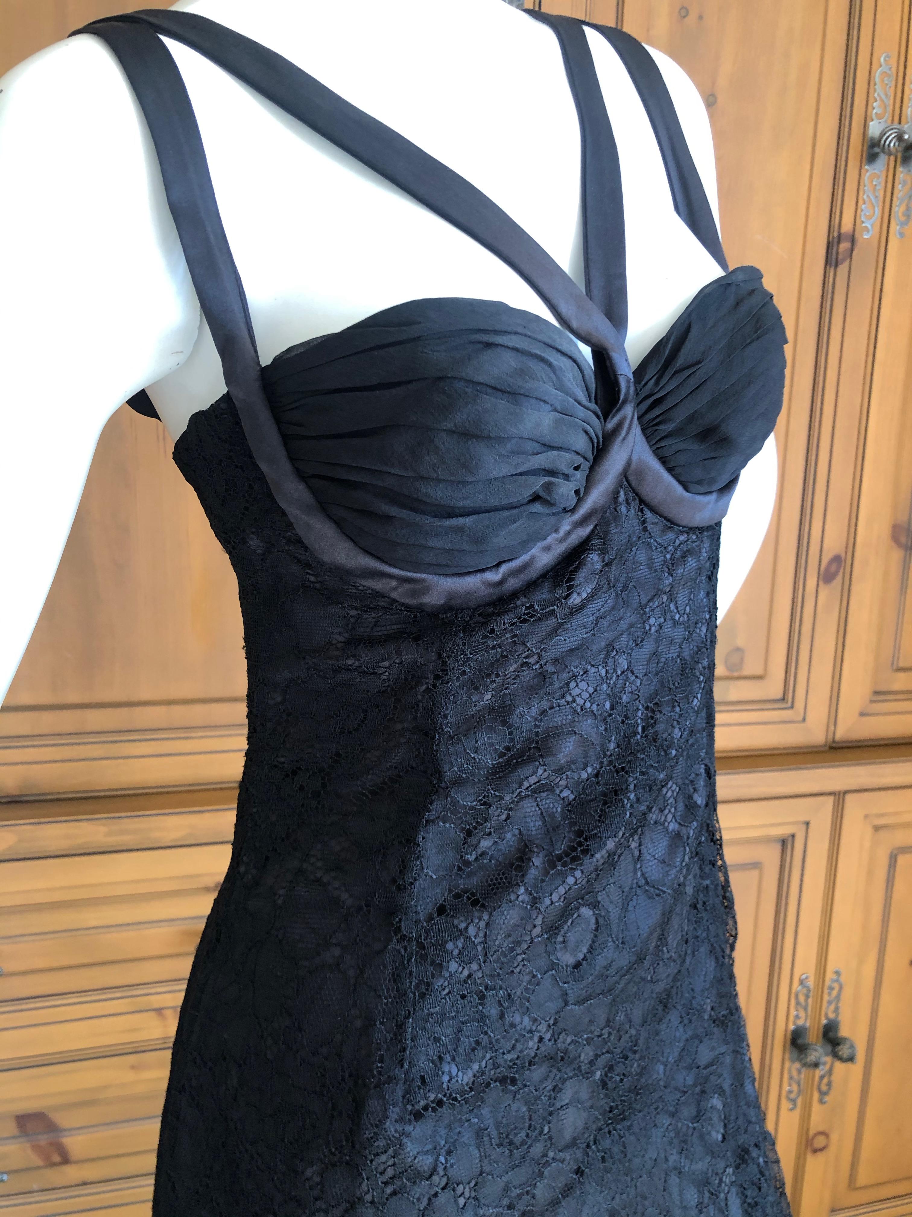 Dolce & Gabbana Vintage Black Lace Corset Evening Gown with Train For Sale 5