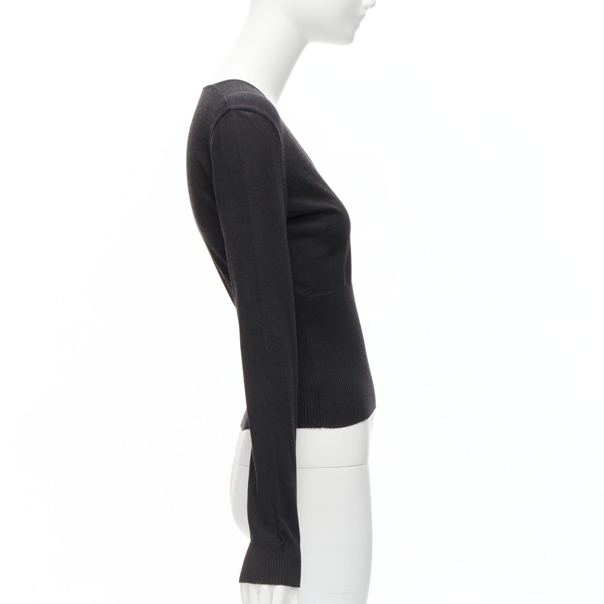 Women's DOLCE GABBANA Vintage black long sleeve V neck ribbed hem sweater IT42 M For Sale