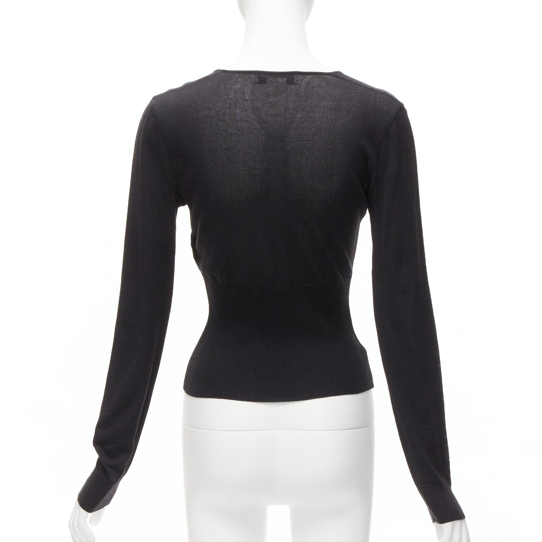 DOLCE GABBANA Vintage black long sleeve V neck ribbed hem sweater IT42 M For Sale 1