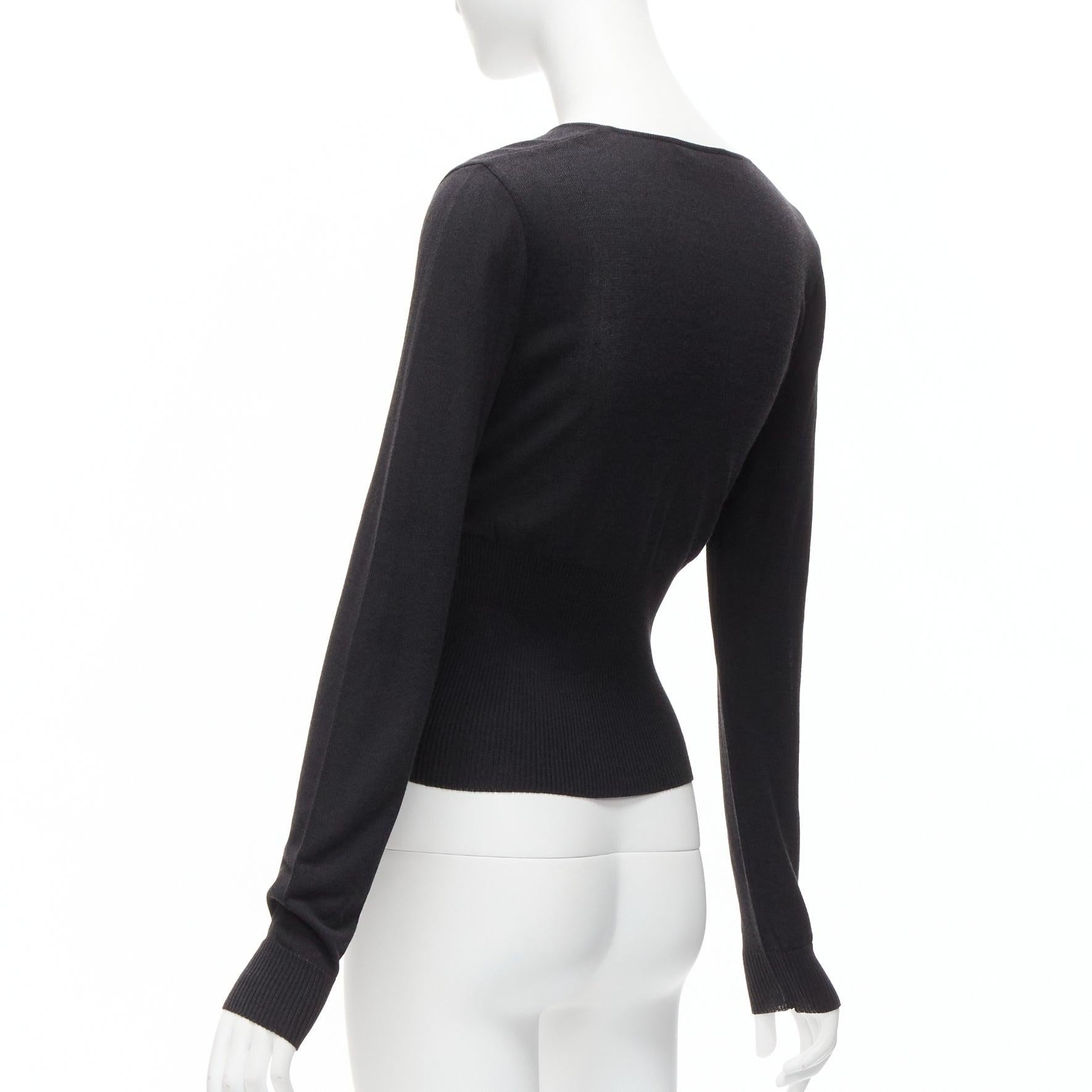 DOLCE GABBANA Vintage black long sleeve V neck ribbed hem sweater IT42 M 2