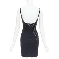 DOLCE GABBANA Vintage black panelled asymmetric lace up back corset dress