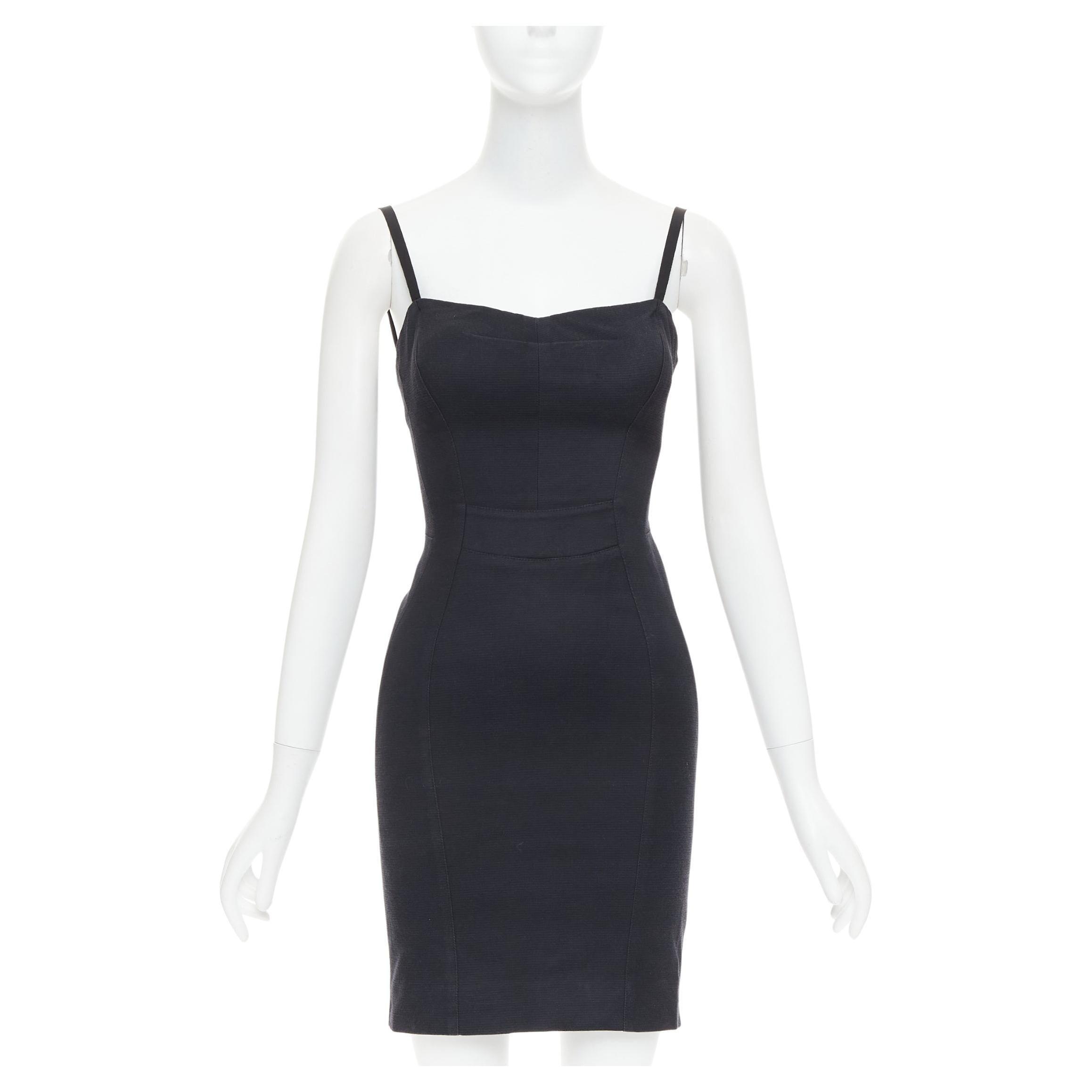 DOLCE GABBANA Vintage black panelled asymmetric lace up back corset dress