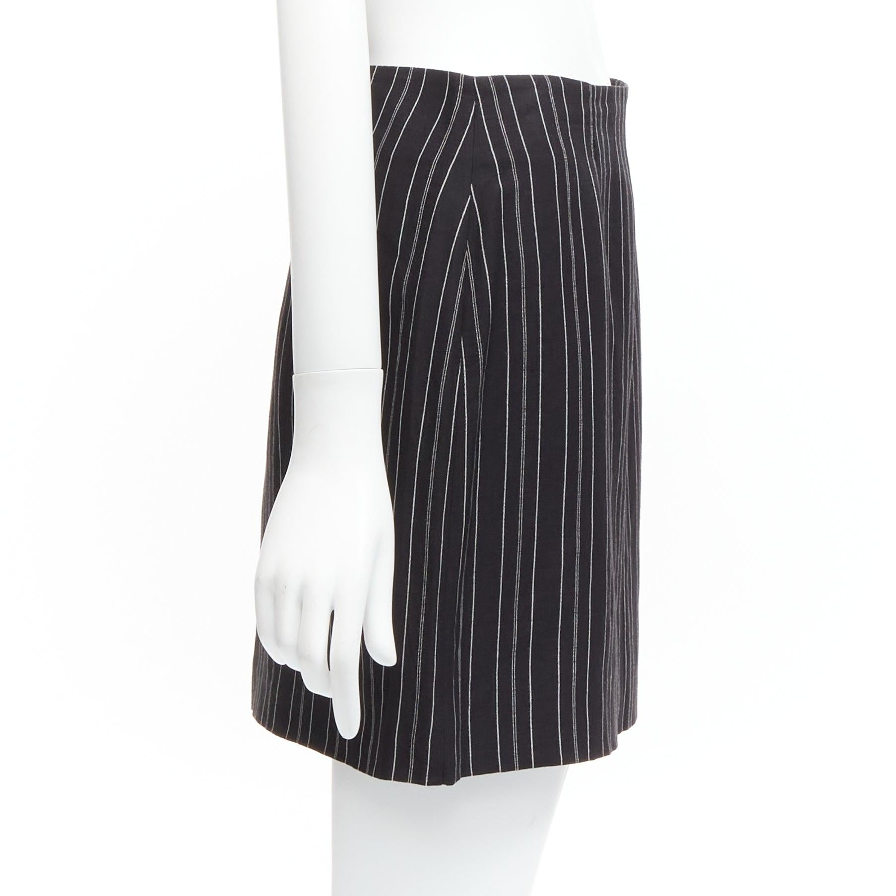 DOLCE GABBANA Vintage black pinstriped high waist darted mini Skirt IT40 S In Excellent Condition For Sale In Hong Kong, NT