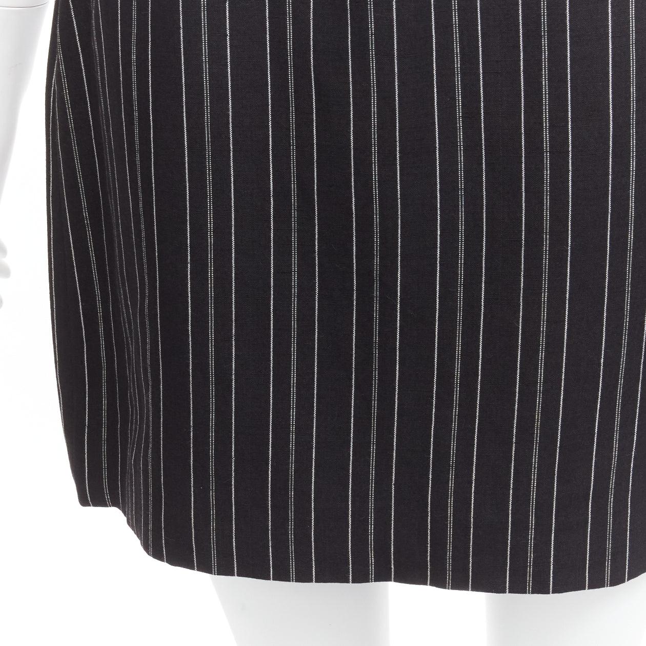 DOLCE GABBANA Vintage black pinstriped high waist darted mini Skirt IT40 S For Sale 2
