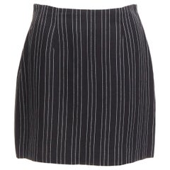 Dolce & Gabbana Vintage nero gessato vita alta con pince mini Gonna IT40 S