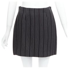 DOLCE GABBANA Vintage black pinstriped high waist darted mini Skirt IT40 S