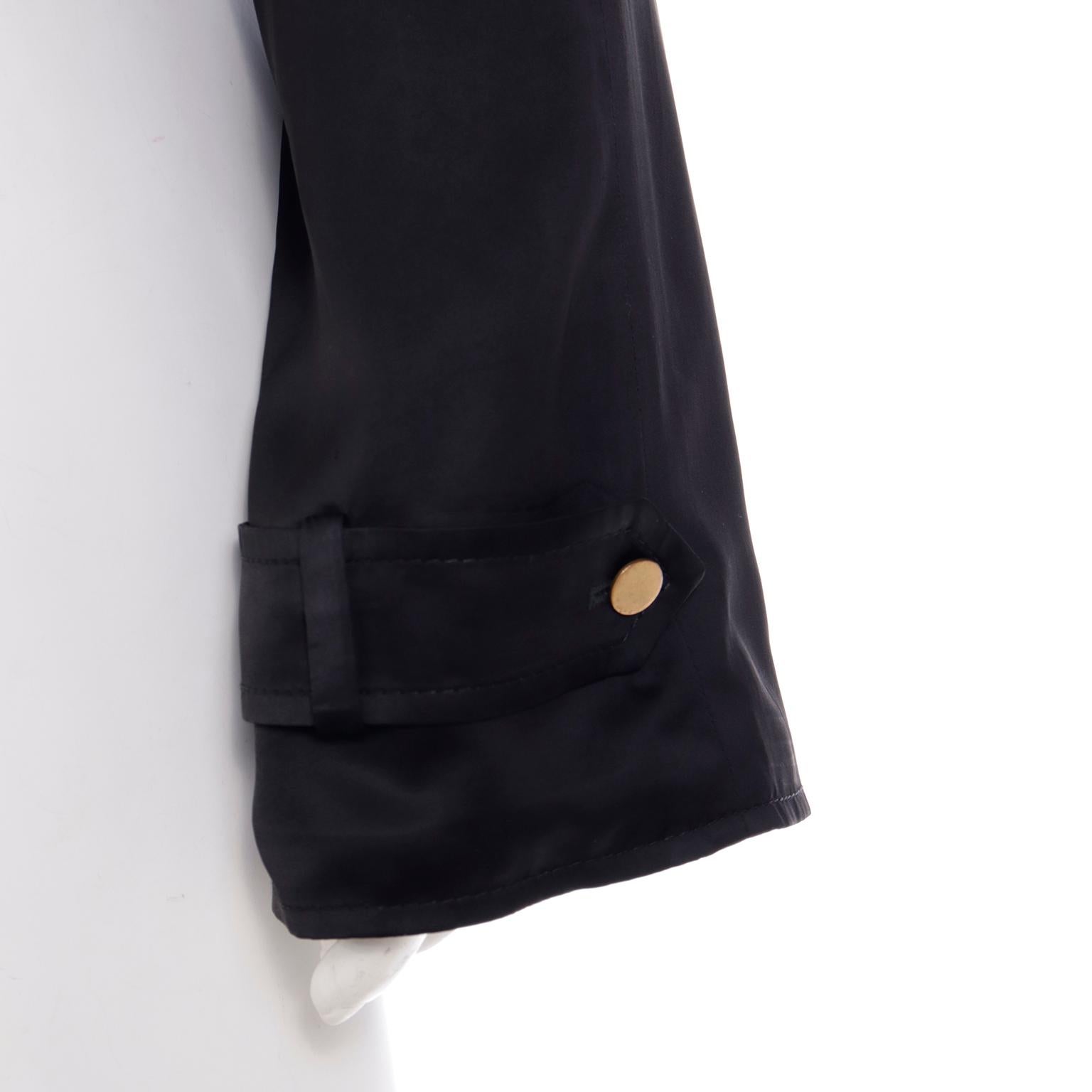 Dolce & Gabbana Vintage Black Satin Cropped Trench Coat Style Jacket With Belt For Sale 6