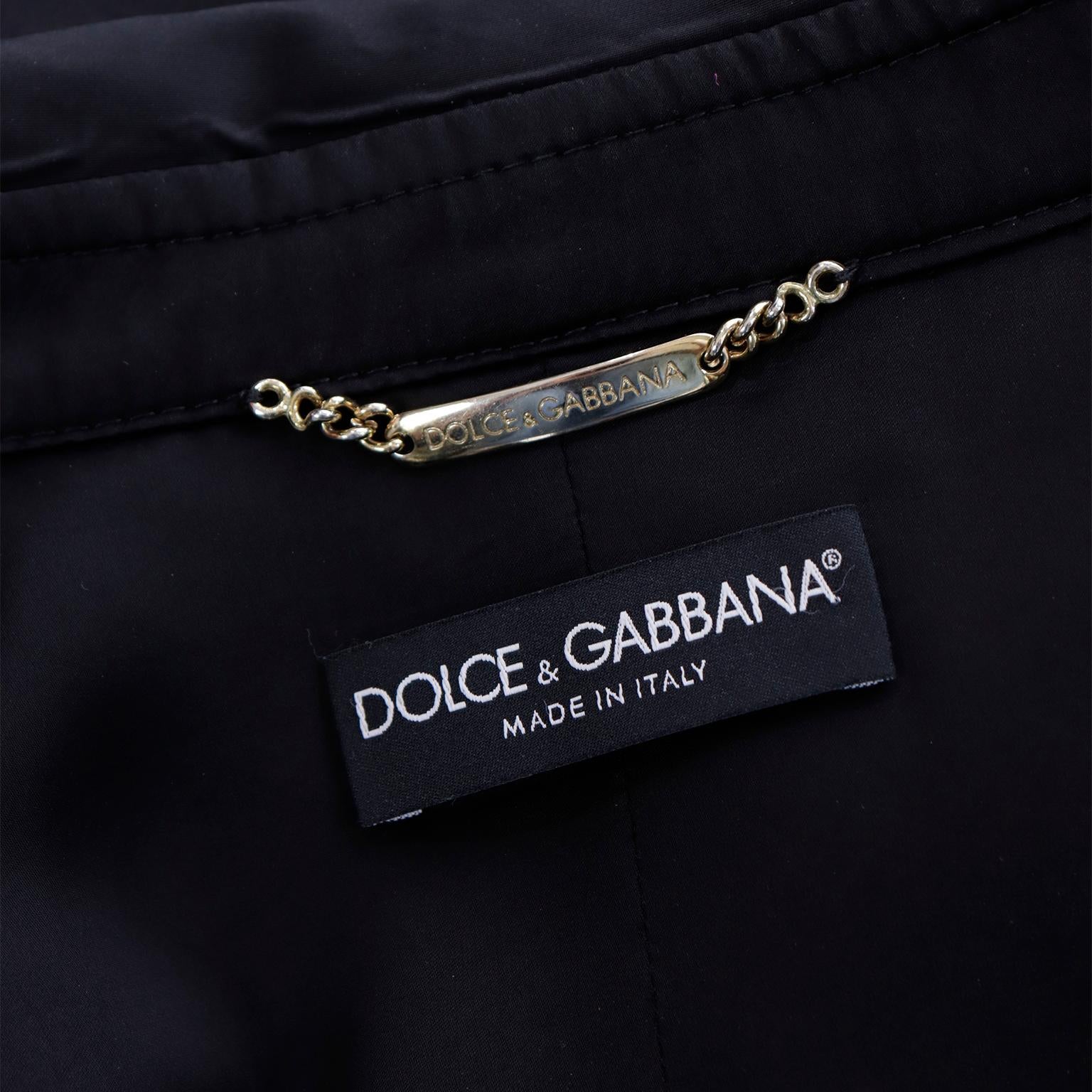 Dolce & Gabbana Vintage Black Satin Cropped Trench Coat Style Jacket With Belt 9