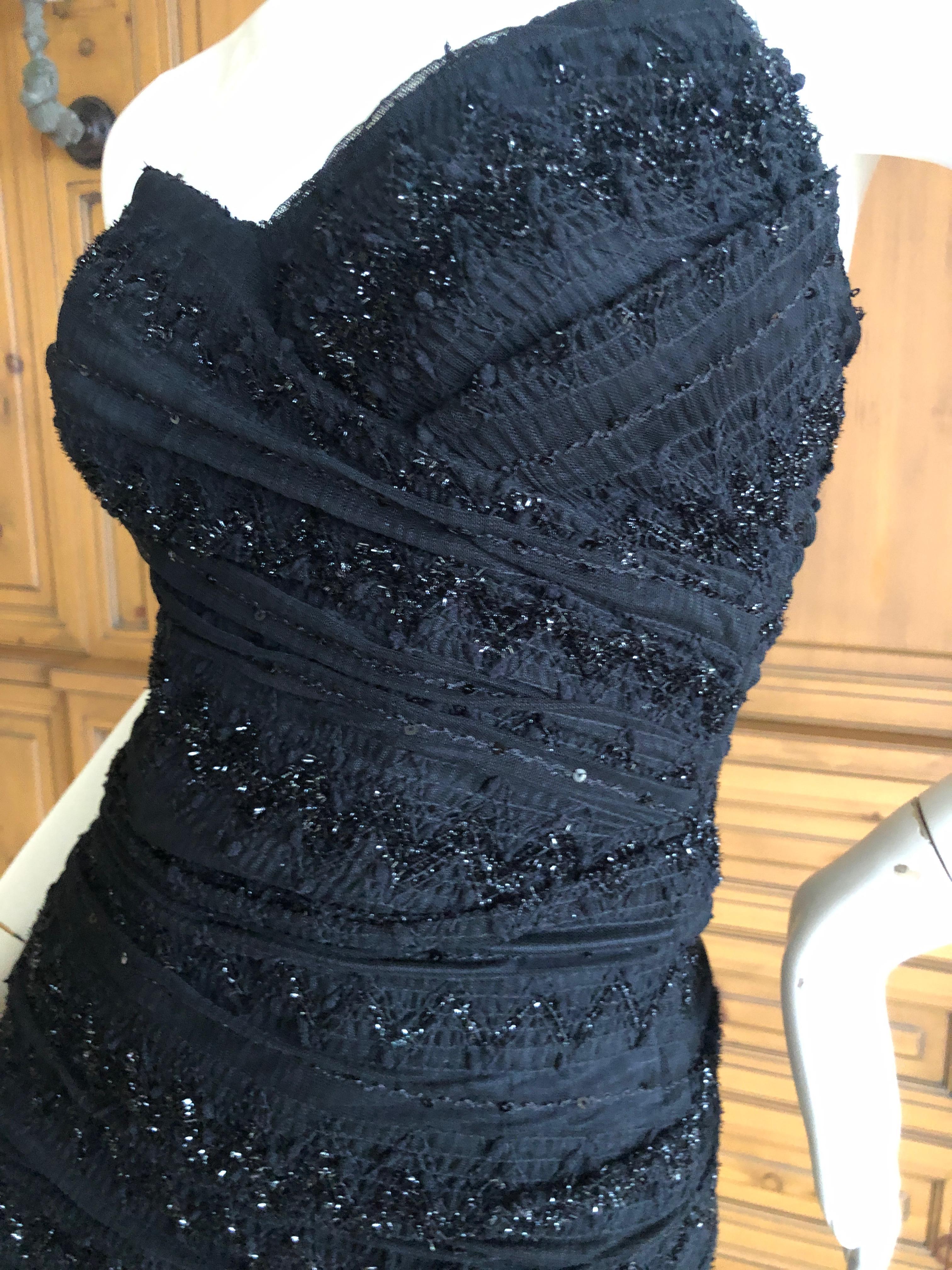 Dolce & Gabbana Vintage Black Strapless Tinsel Cocktail Dress with Inner Corset For Sale 1