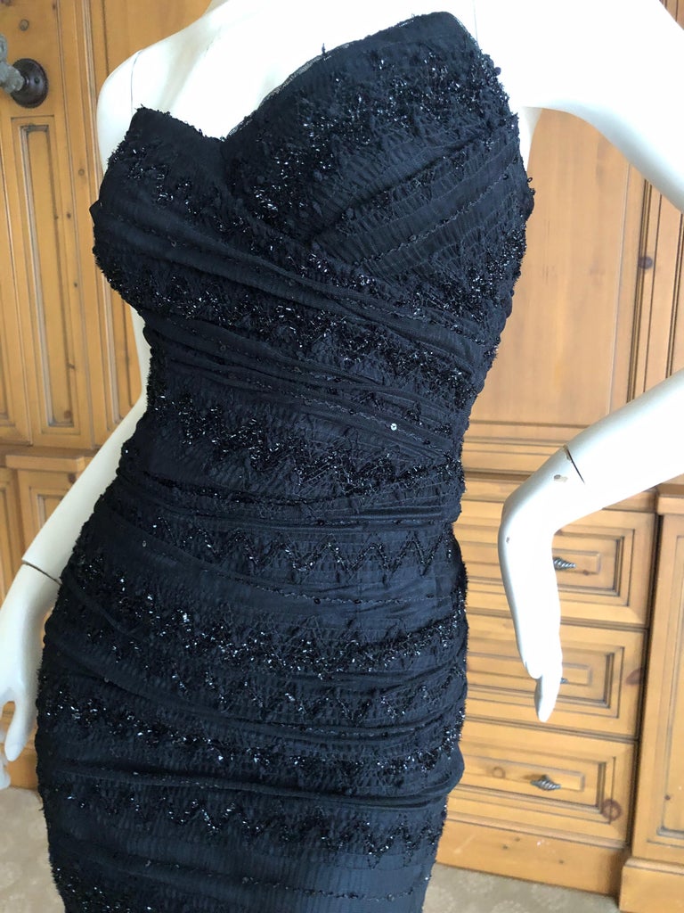 Dolce and Gabbana Vintage Black Strapless Tinsel Cocktail Dress with ...