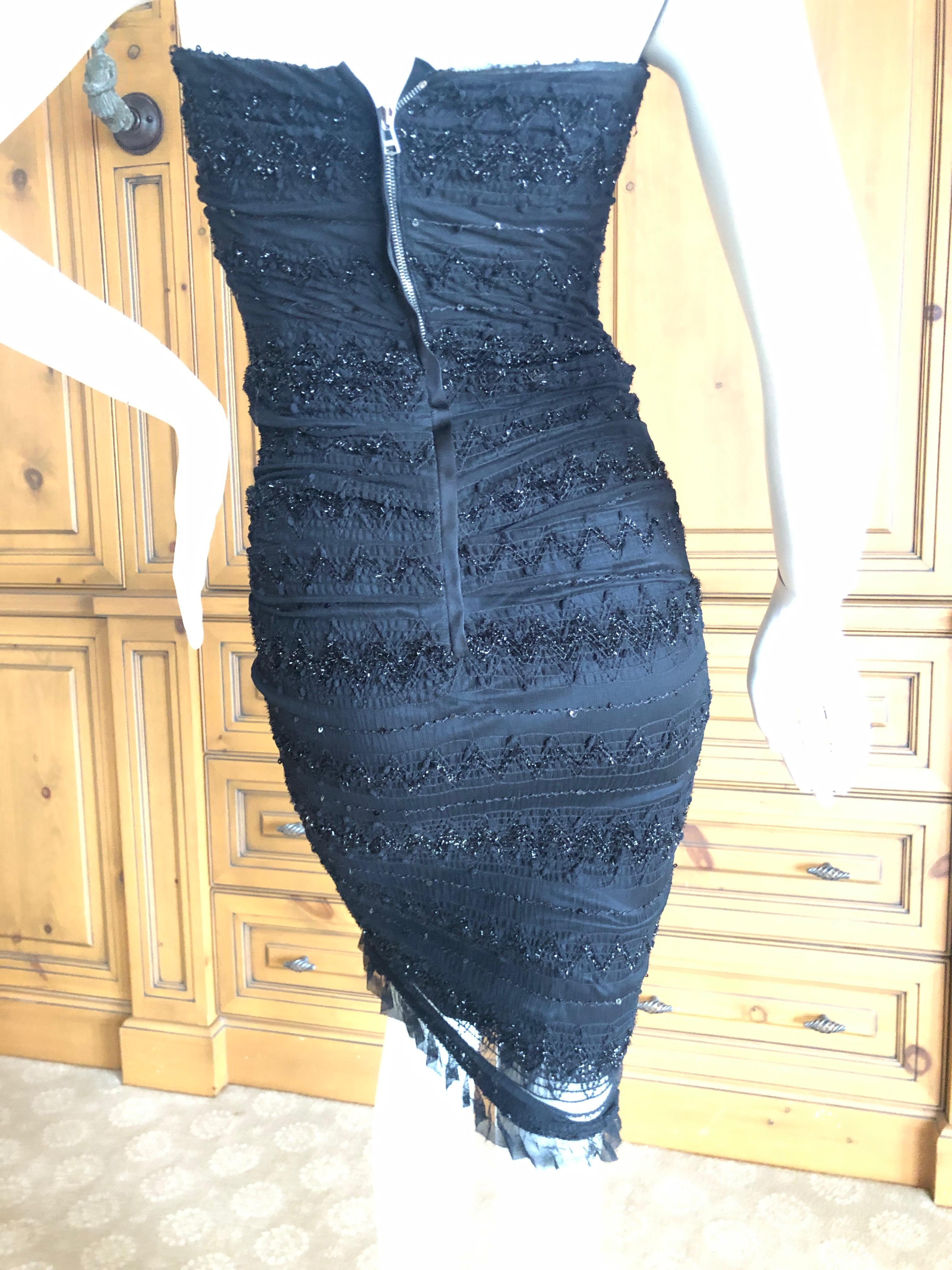 Dolce & Gabbana Vintage Black Strapless Tinsel Cocktail Dress with Inner Corset For Sale 3