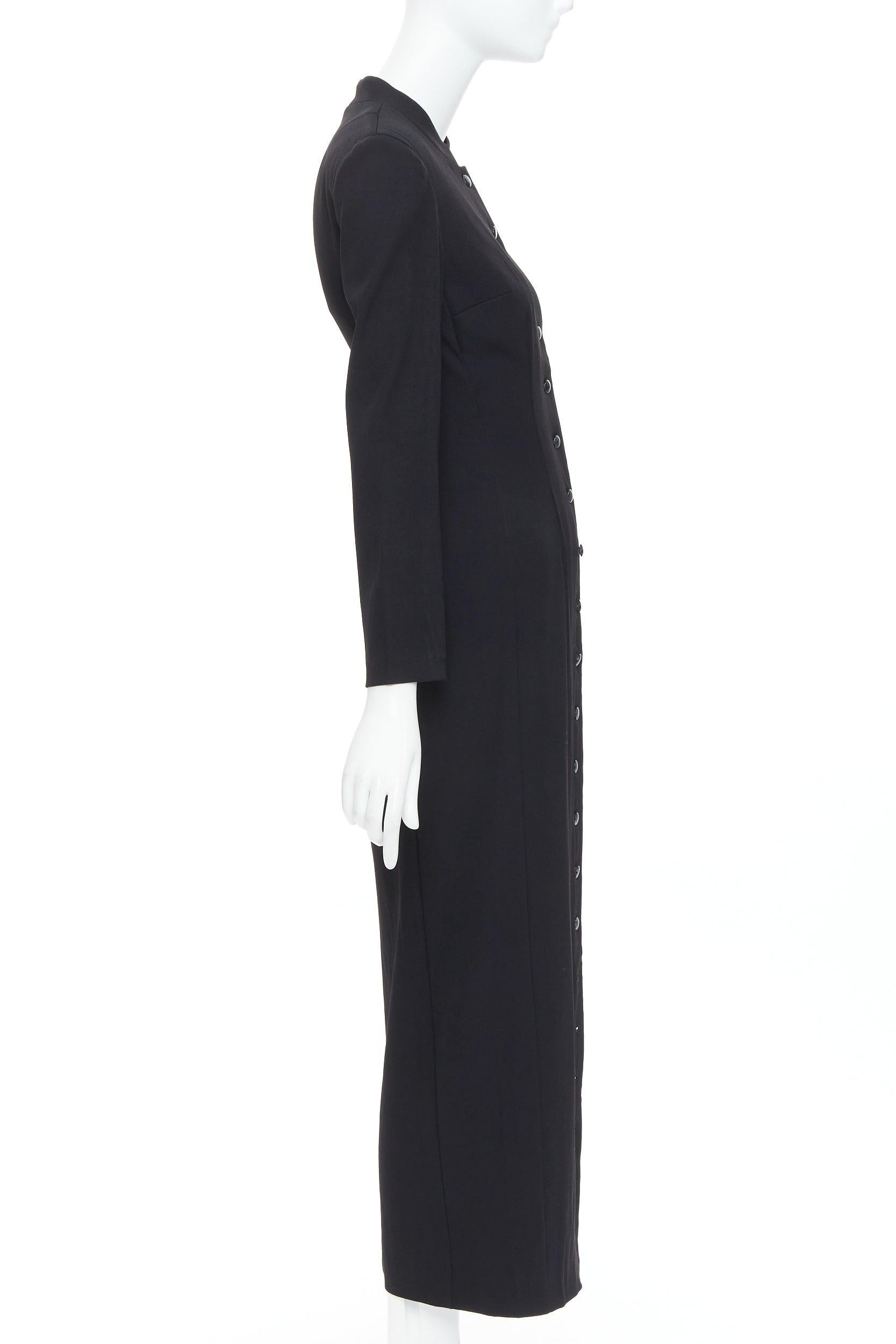 DOLCE GABBANA Vintage black virgin wool blend button down long dress IT40 S In Good Condition For Sale In Hong Kong, NT