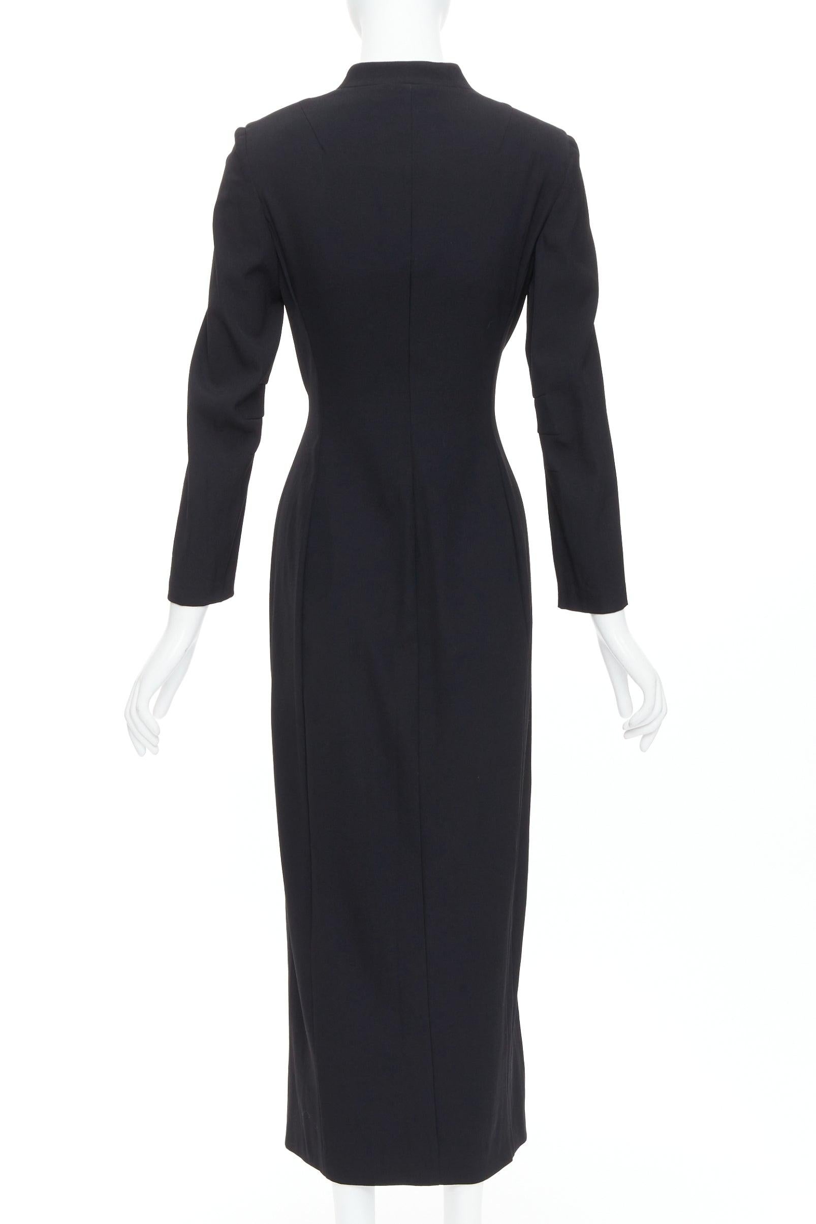 Women's DOLCE GABBANA Vintage black virgin wool blend button down long dress IT40 S For Sale