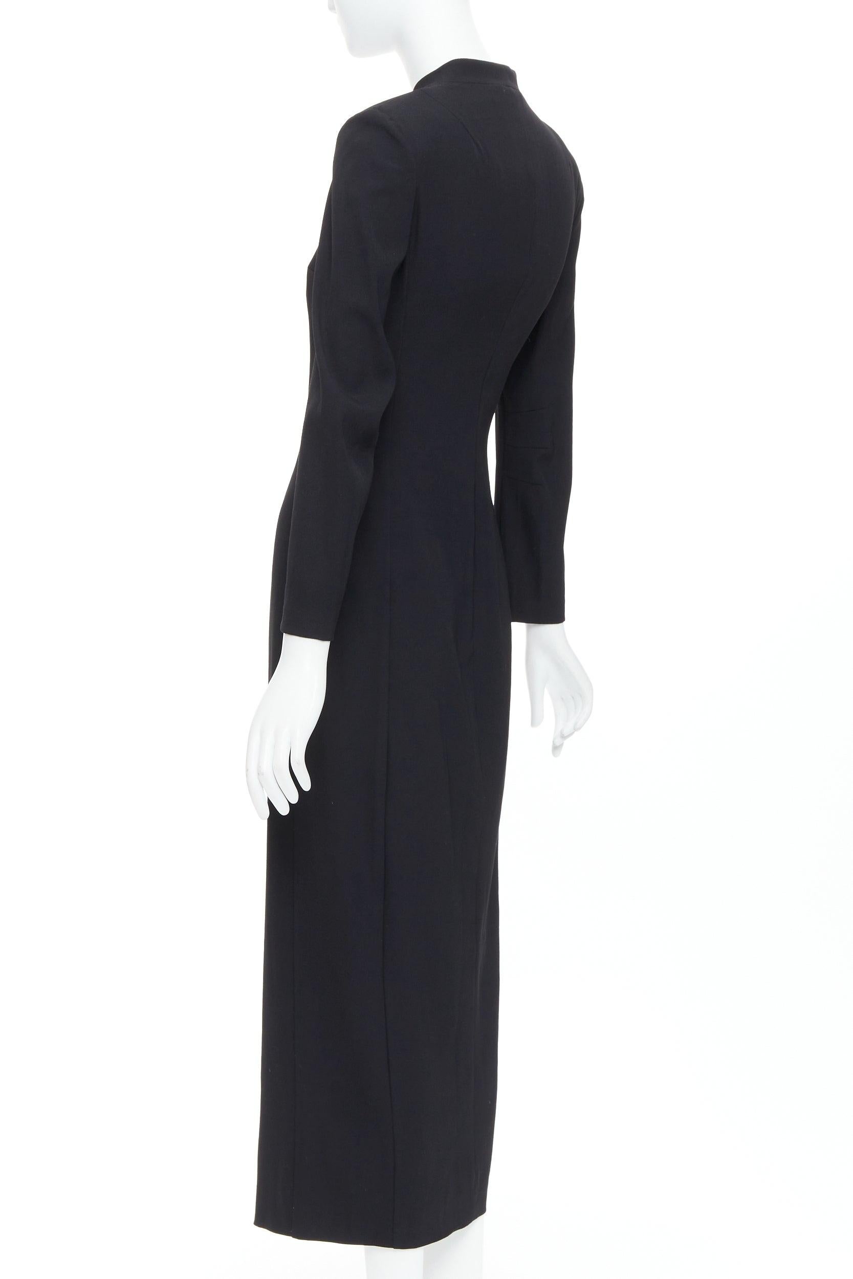 DOLCE GABBANA Vintage black virgin wool blend button down long dress IT40 S For Sale 1
