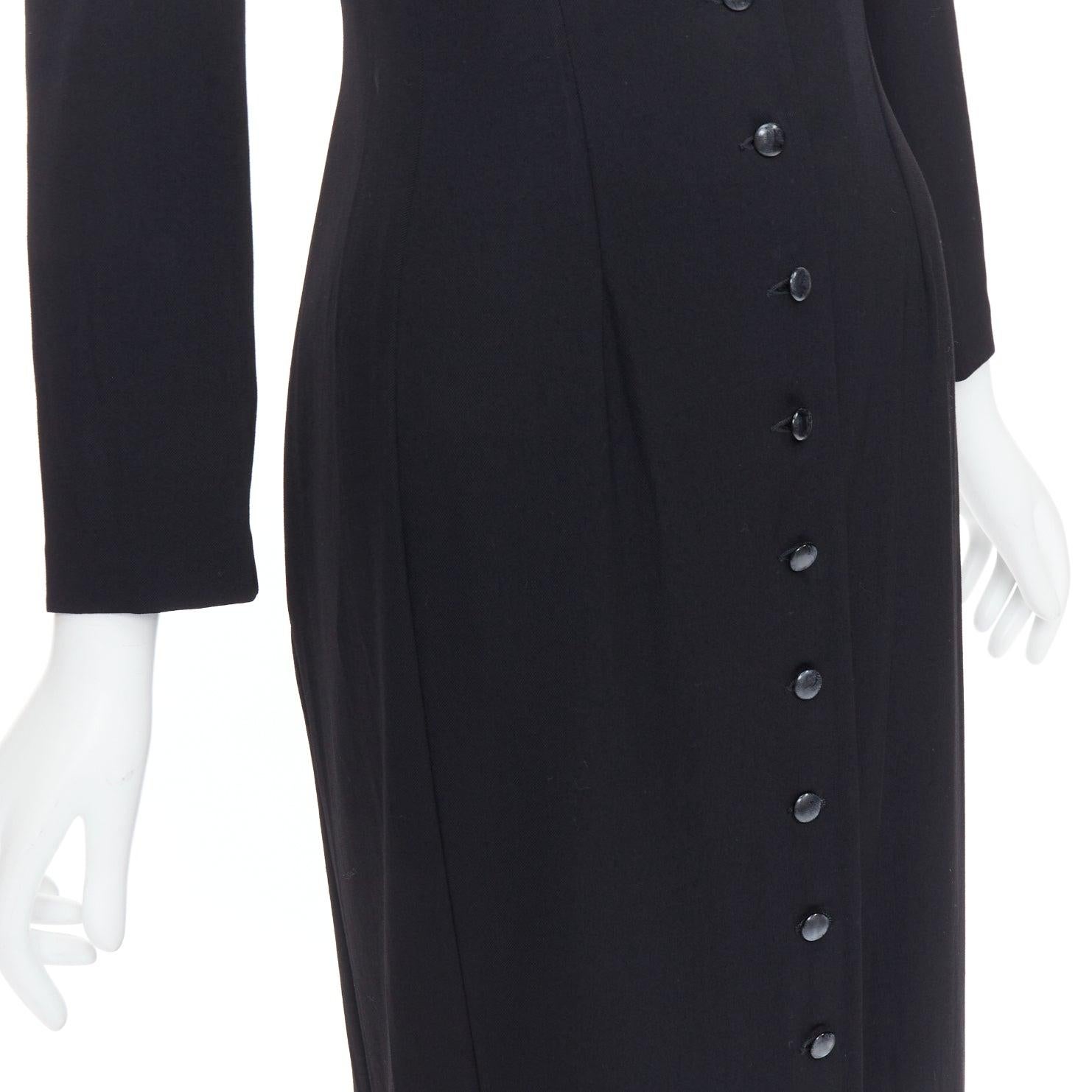 DOLCE GABBANA Vintage black virgin wool blend button down long dress IT40 S For Sale 2