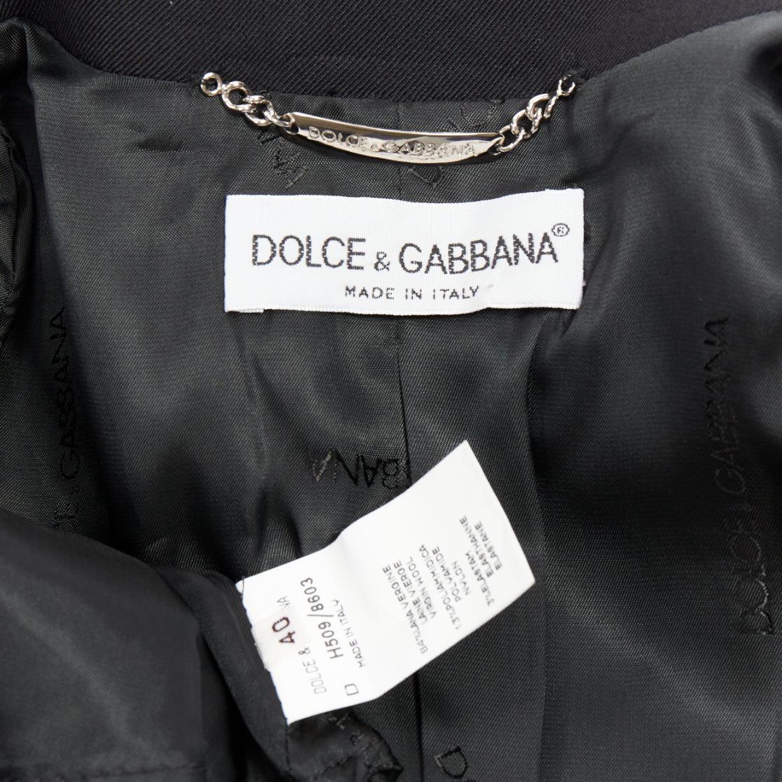 DOLCE GABBANA Vintage black virgin wool blend button down long dress IT40 S For Sale 3