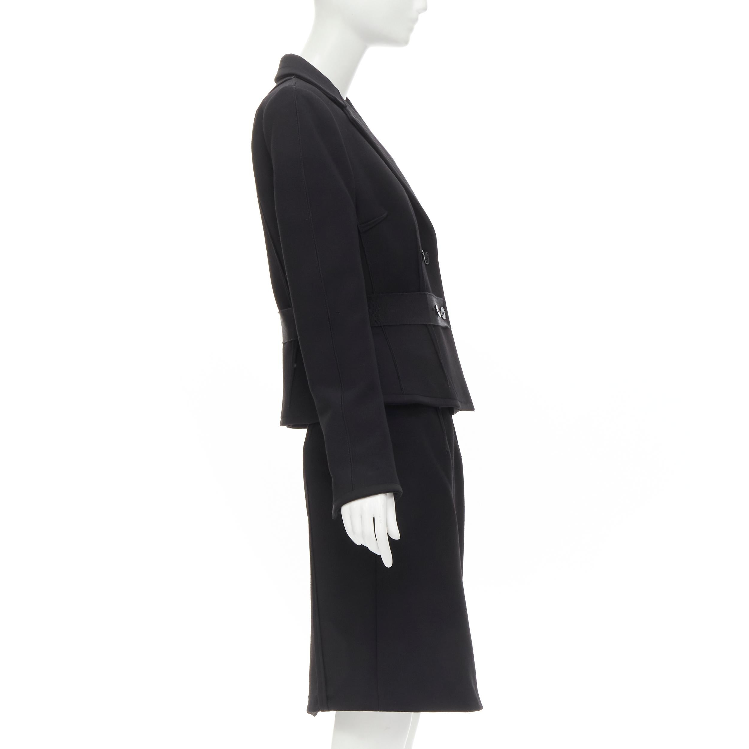 DOLCE GABBANA Vintage black virgin wool reversed seam blazer jacket skirt IT44 M In Excellent Condition For Sale In Hong Kong, NT