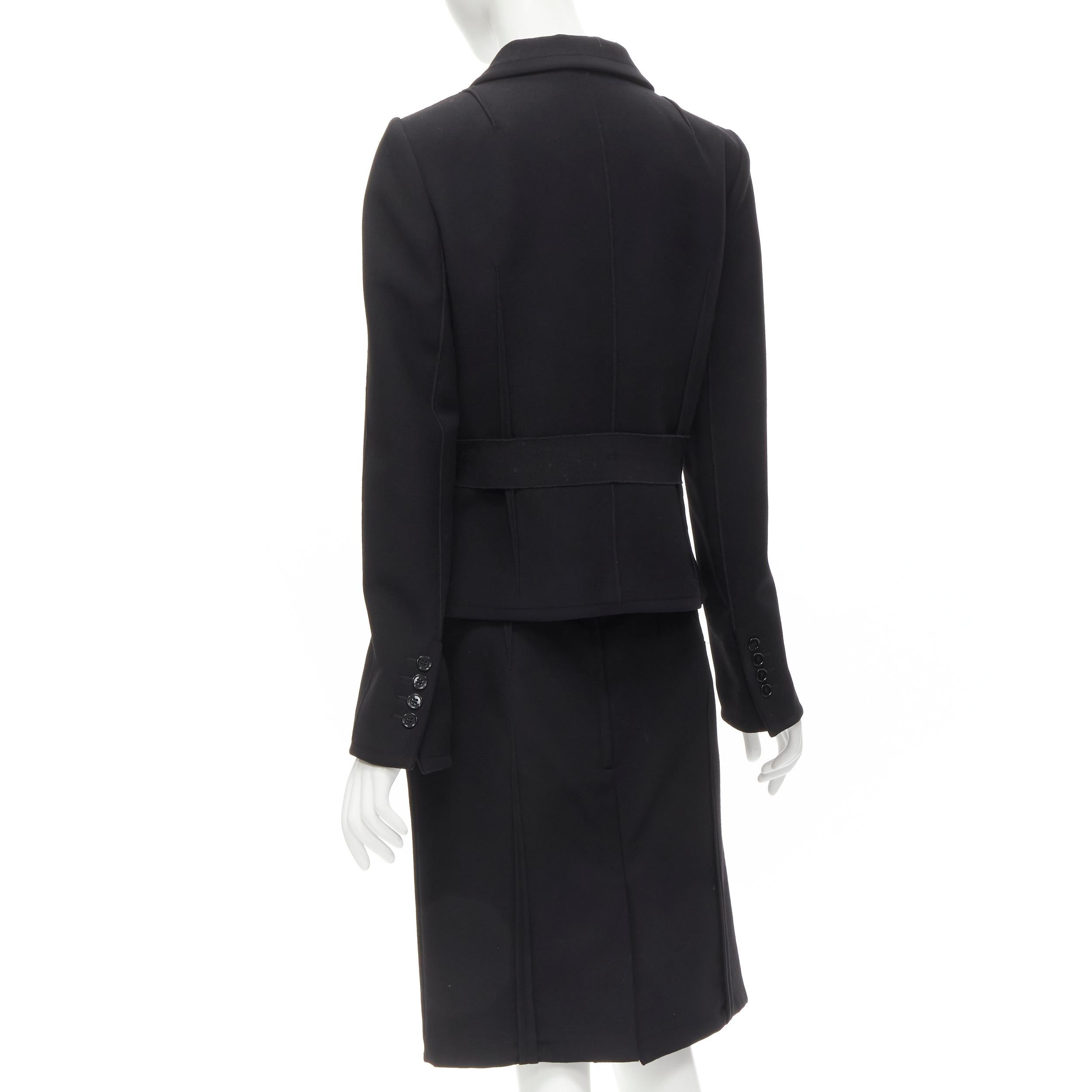 DOLCE GABBANA Vintage black virgin wool reversed seam blazer jacket skirt IT44 M For Sale 1