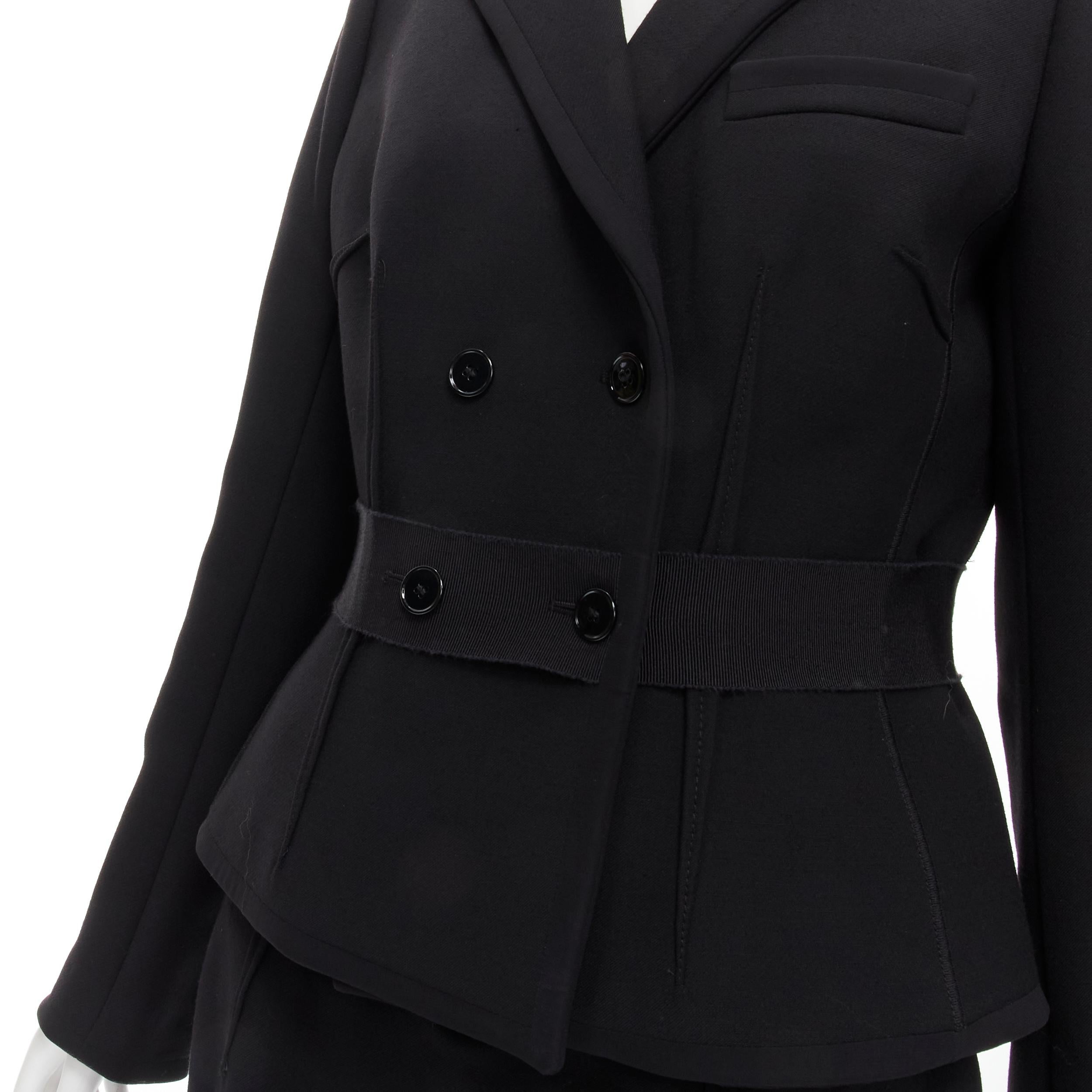 DOLCE GABBANA Vintage black virgin wool reversed seam blazer jacket skirt IT44 M For Sale 2