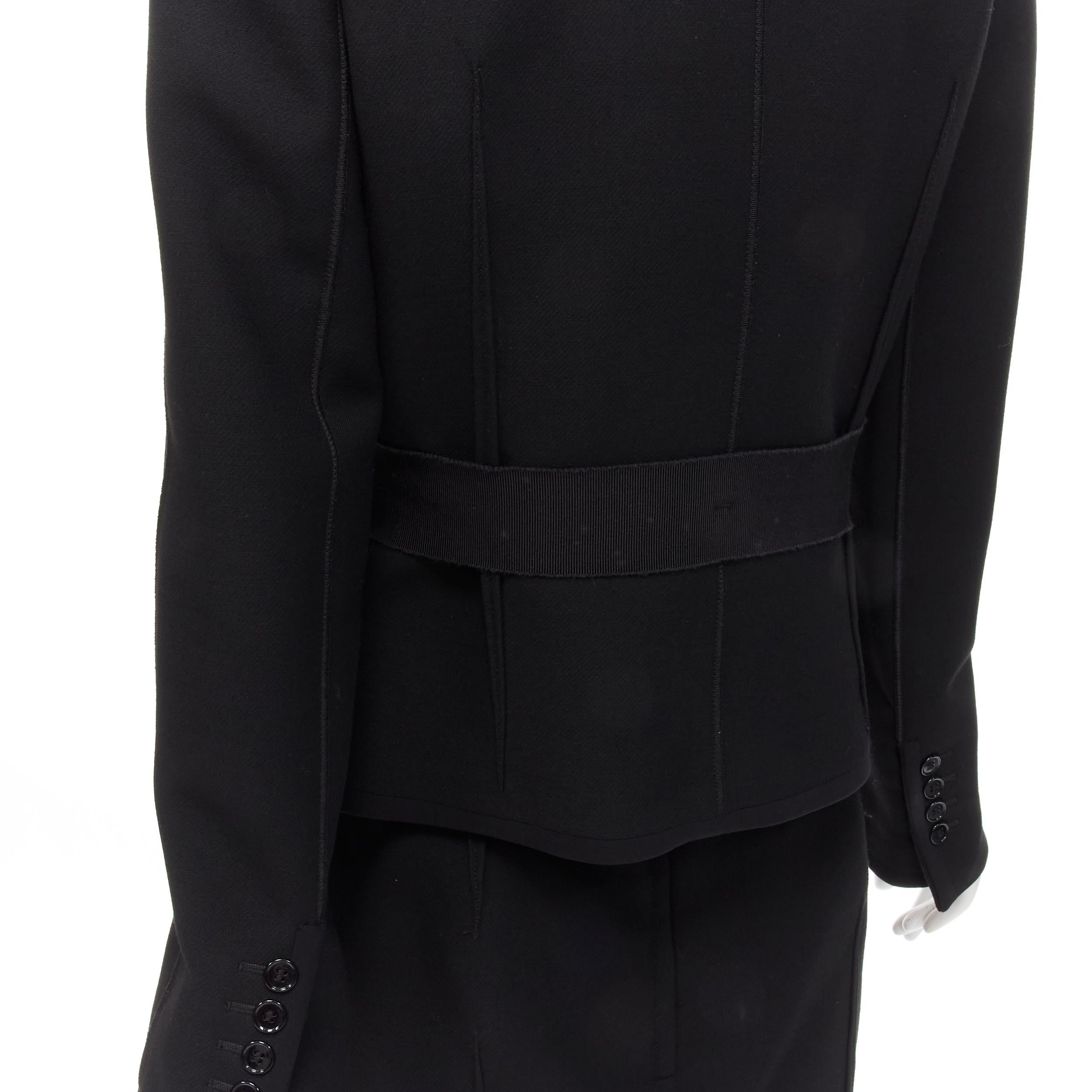 DOLCE GABBANA Vintage black virgin wool reversed seam blazer jacket skirt IT44 M For Sale 3