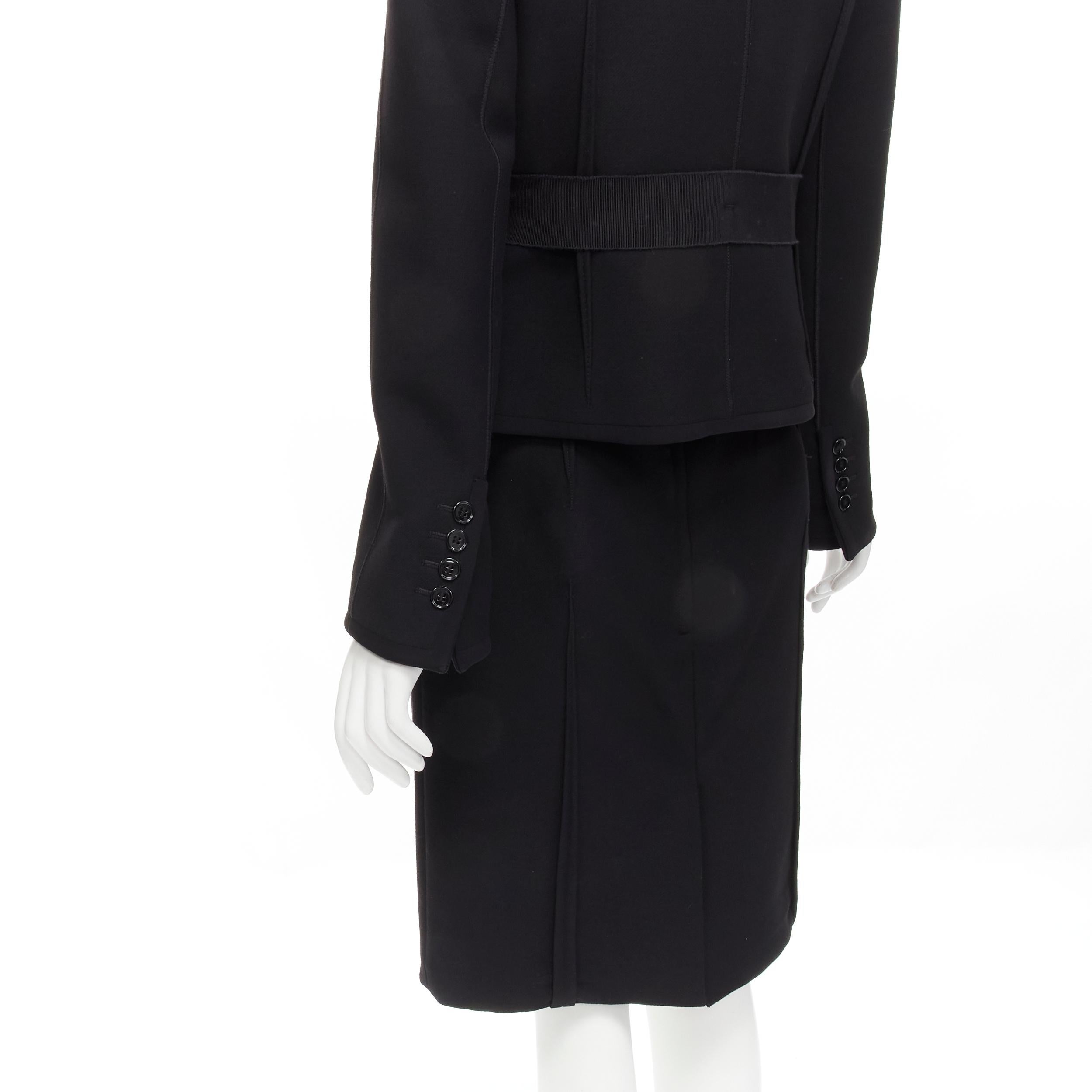 DOLCE GABBANA Vintage black virgin wool reversed seam blazer jacket skirt IT44 M For Sale 4