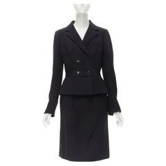 DOLCE GABBANA - Veste blazer vintage en laine vierge noire à couture reversée IT44 M