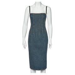 Dolce & Gabbana Vintage Blue Denim Corset Dress S