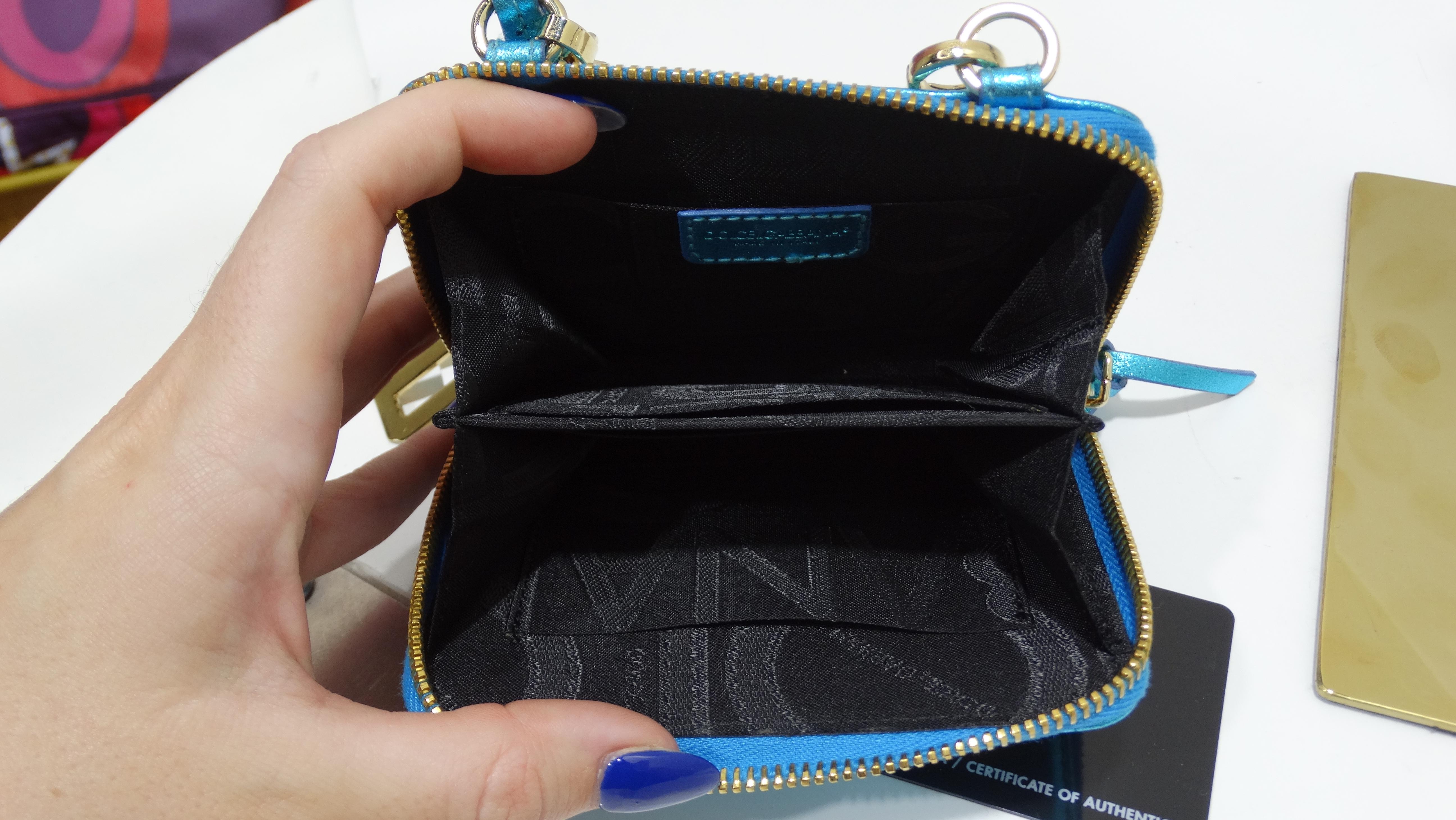 Dolce & Gabbana Vintage Blue Metallic Wristlet Wallet For Sale 7