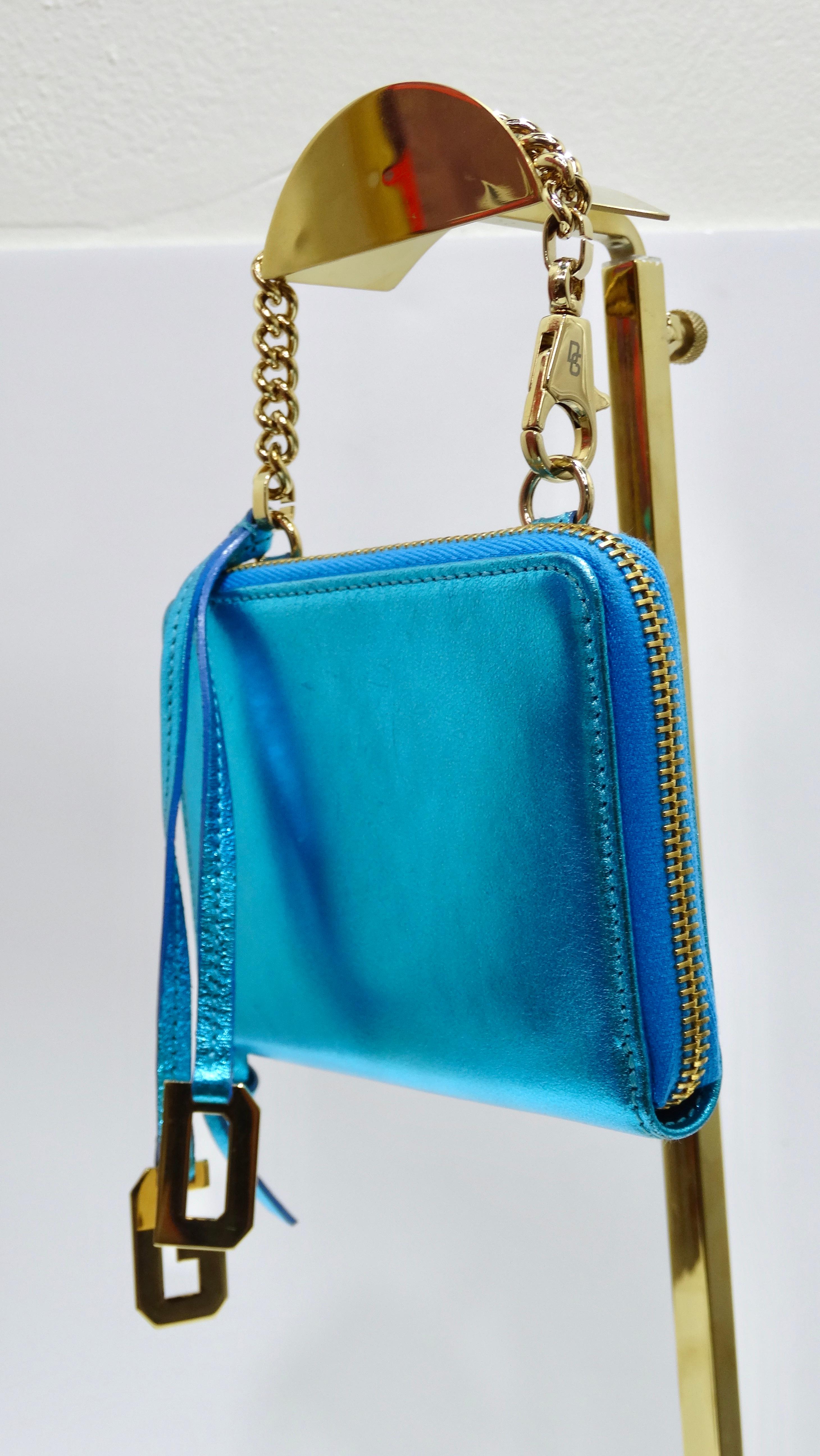 Dolce & Gabbana Vintage Blue Metallic Wristlet Wallet For Sale 1