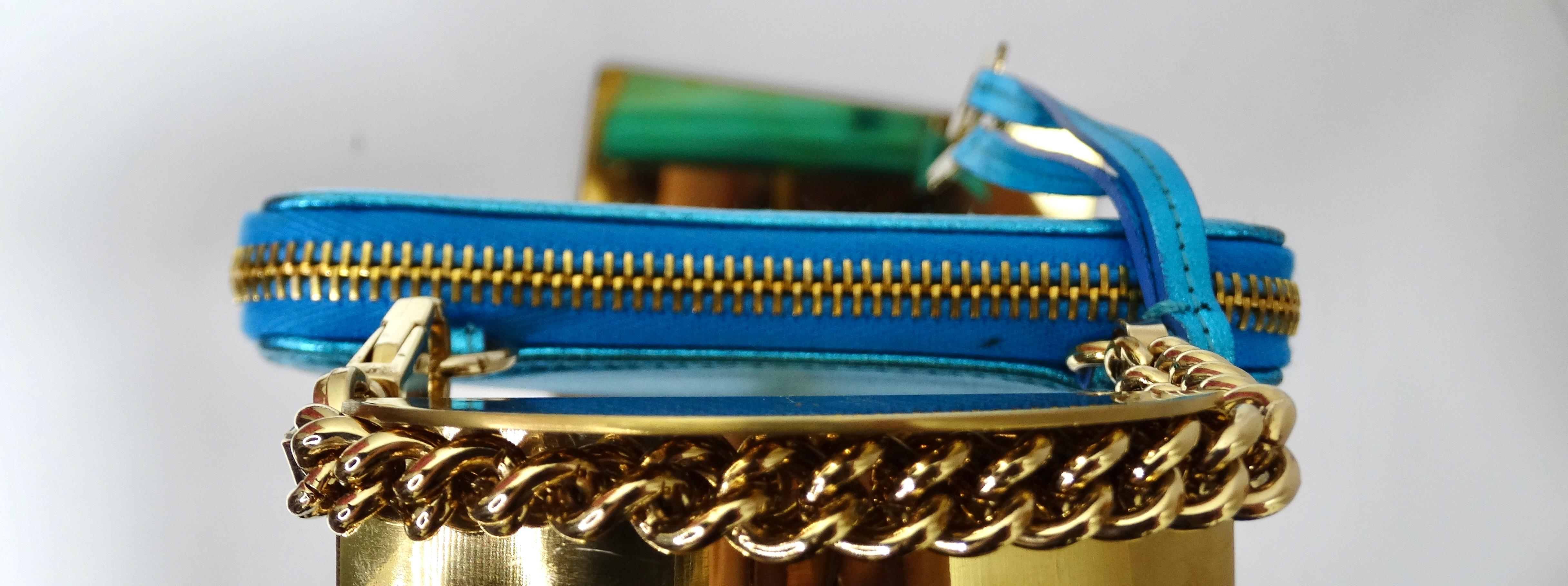 Dolce & Gabbana Vintage Blue Metallic Wristlet Wallet For Sale 4