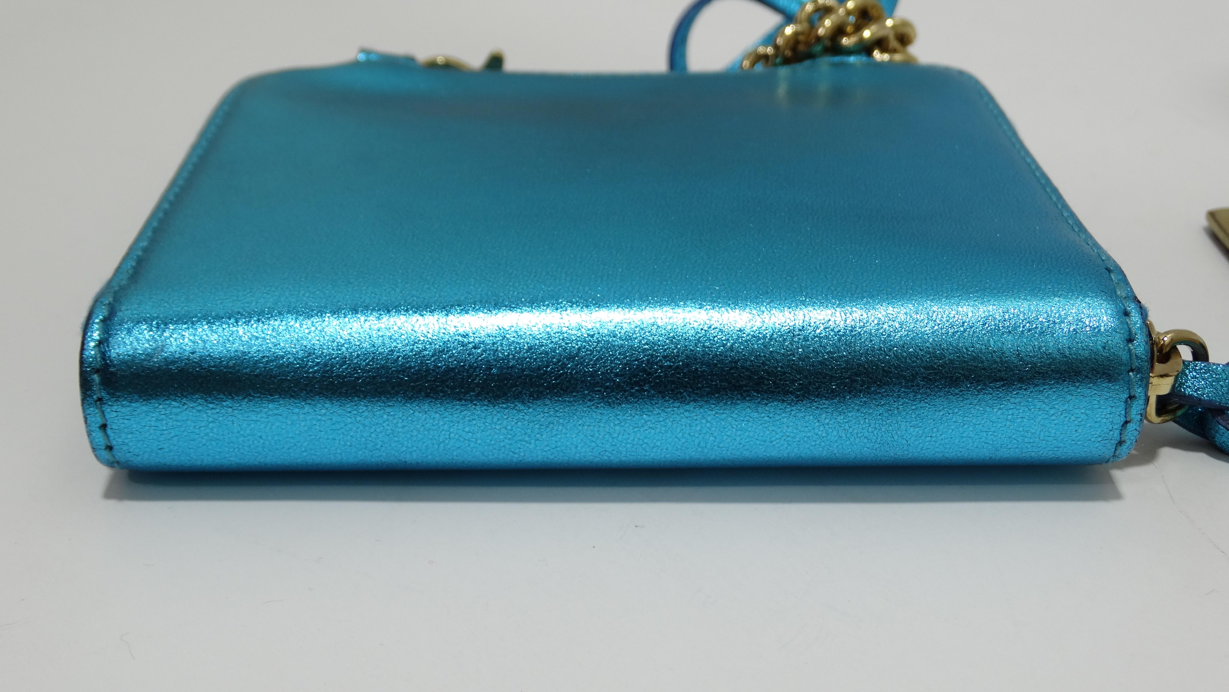 Dolce & Gabbana Vintage Blue Metallic Wristlet Wallet 2