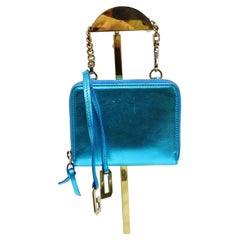 Dolce & Gabbana Vintage Blue Metallic Wristlet Wallet
