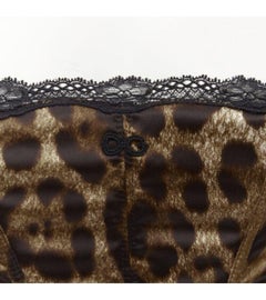 DOLCE GABBANA Vintage brown leopard lace trimmed boned corset top S