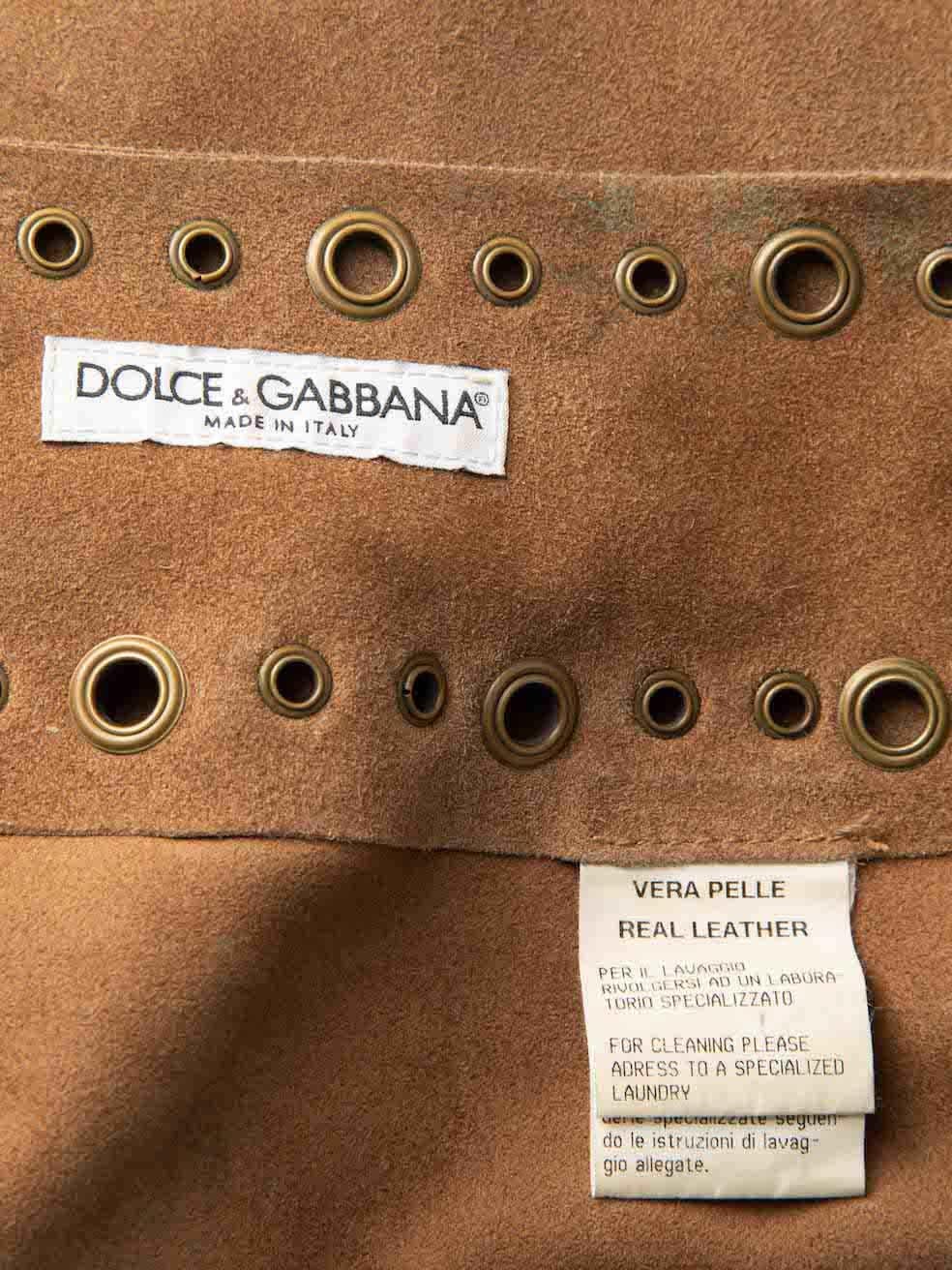 Dolce & Gabbana Vintage Brown Suede Eyelet Skirt Size S 1