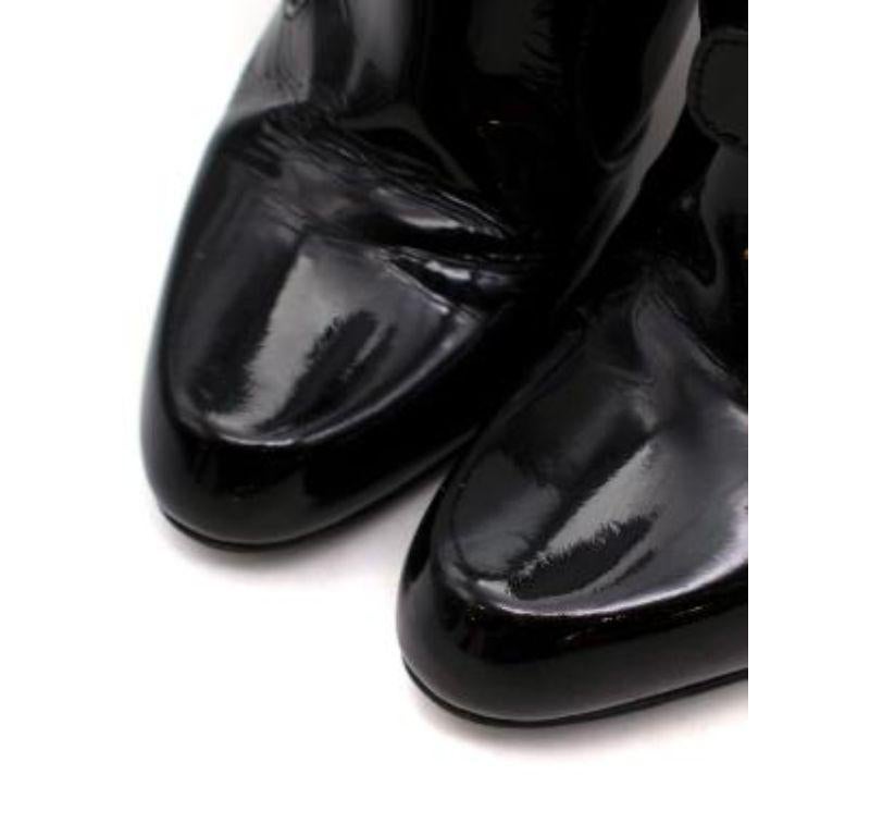 Dolce & Gabbana Vintage Buckle Detail Black Patent Tall Boots For Sale 6