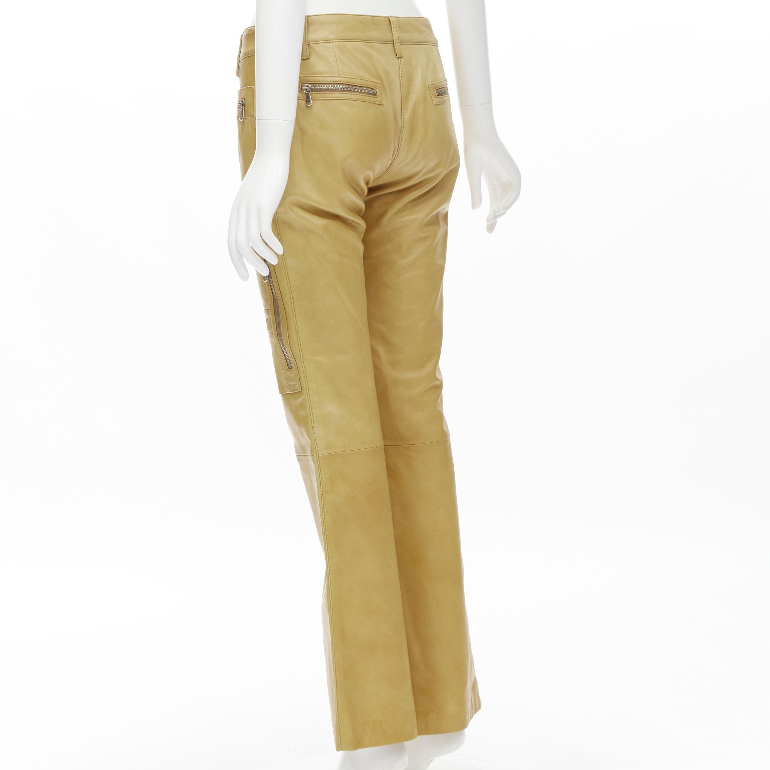 DOLCE GABBANA Vintage cargo zip pockets leather flared pants IT40 S For Sale 1
