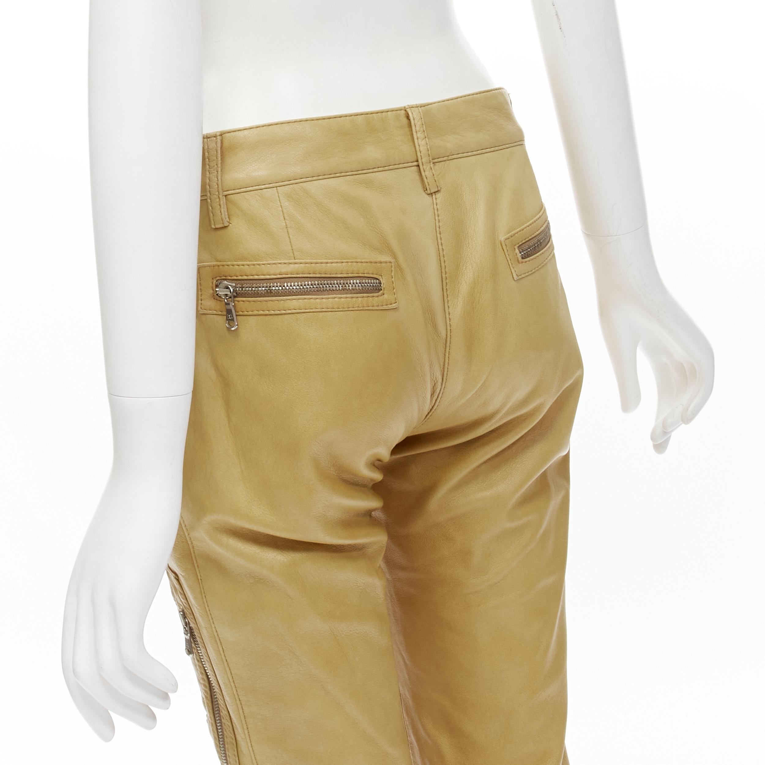 DOLCE GABBANA Vintage cargo zip pockets leather flared pants IT40 S For Sale 3