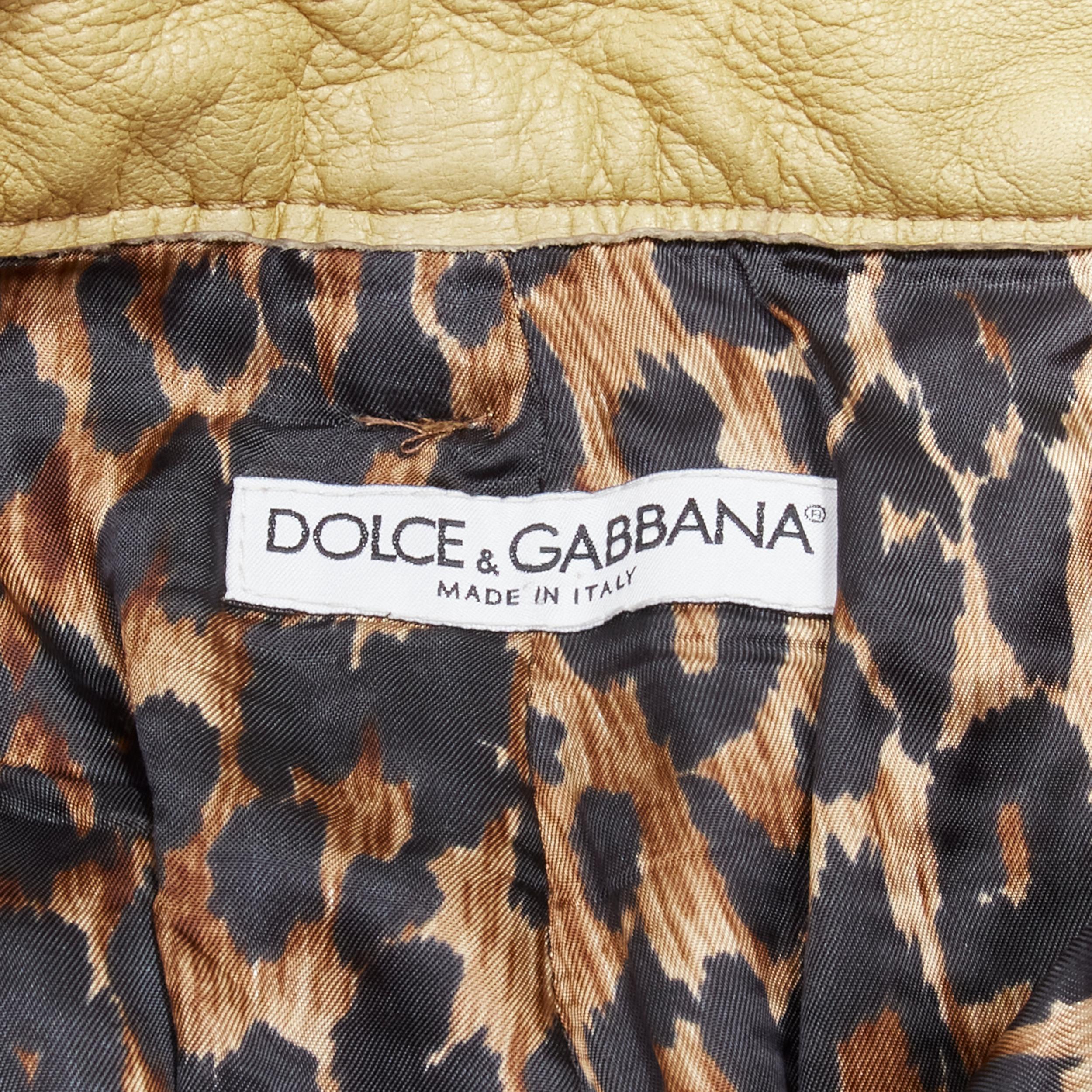 DOLCE GABBANA Vintage cargo zip pockets leather flared pants IT40 S For Sale 4