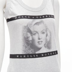 DOLCE GABBANA Vintage Cinematic Actress Y2K print grey tank top IT38 XS