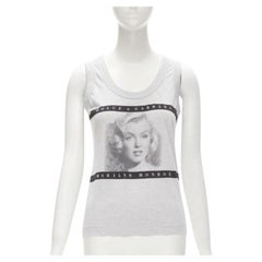 DOLCE GABBANA Vintage Cinematic Actress Y2K print grey tank top IT38 XS