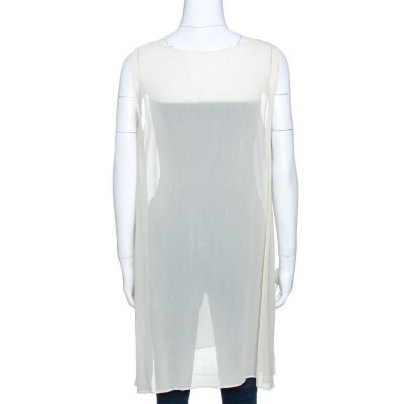 Gray Dolce & Gabbana Vintage Cream Sheer Tunic Top M