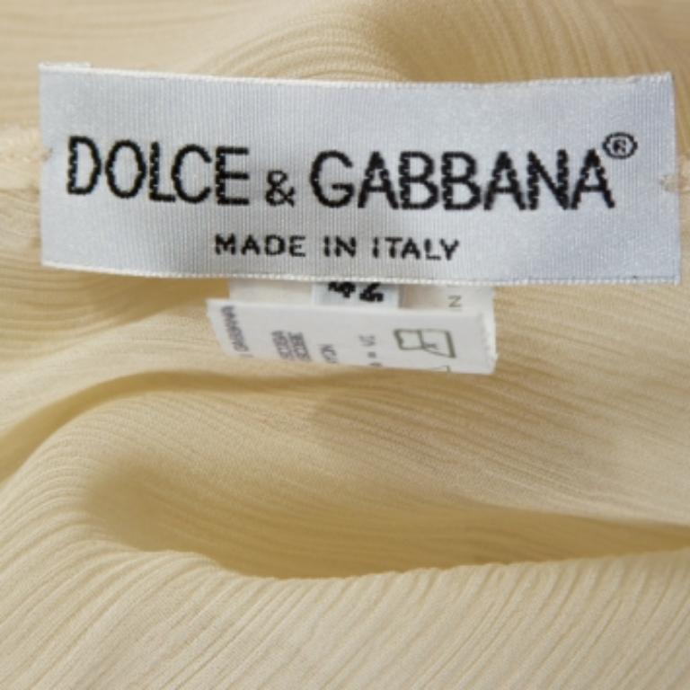 Dolce & Gabbana Vintage Cream Sheer Tunic Top M im Zustand „Gut“ im Angebot in Dubai, Al Qouz 2