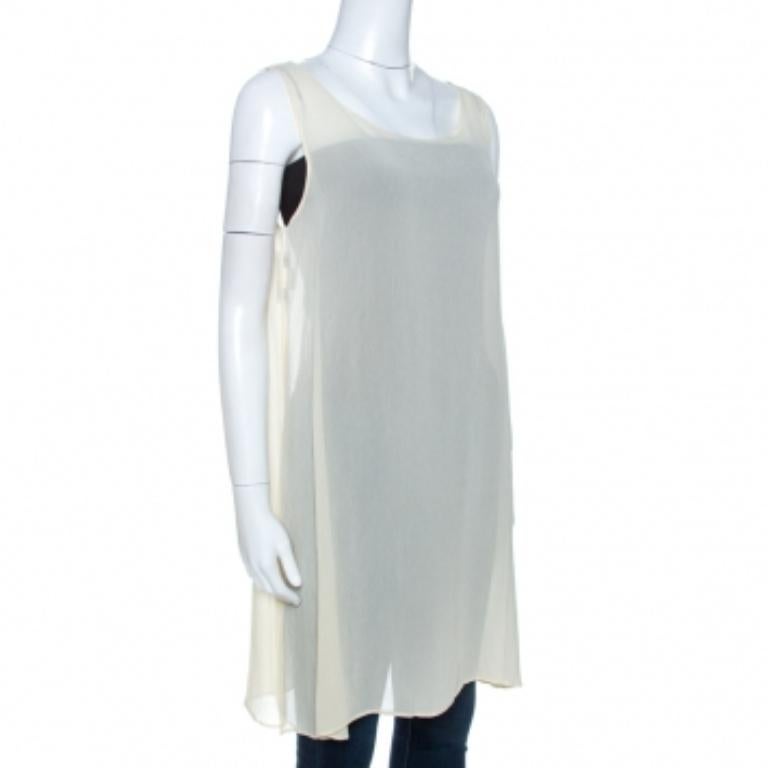 Dolce & Gabbana Vintage Cream Sheer Tunic Top M im Angebot 1