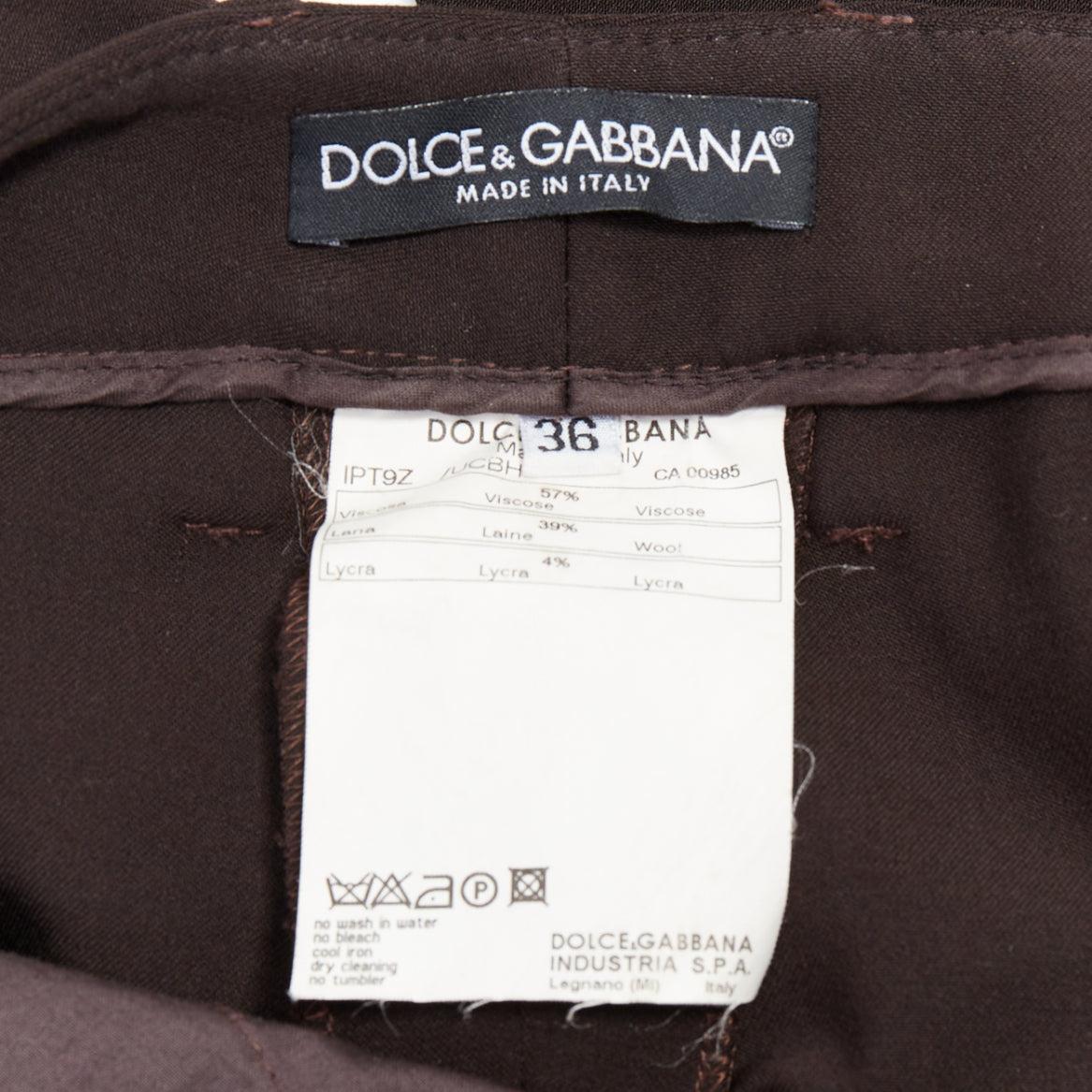 DOLCE GABBANA Vintage dark brown cropped pants IT36 XXS For Sale 3