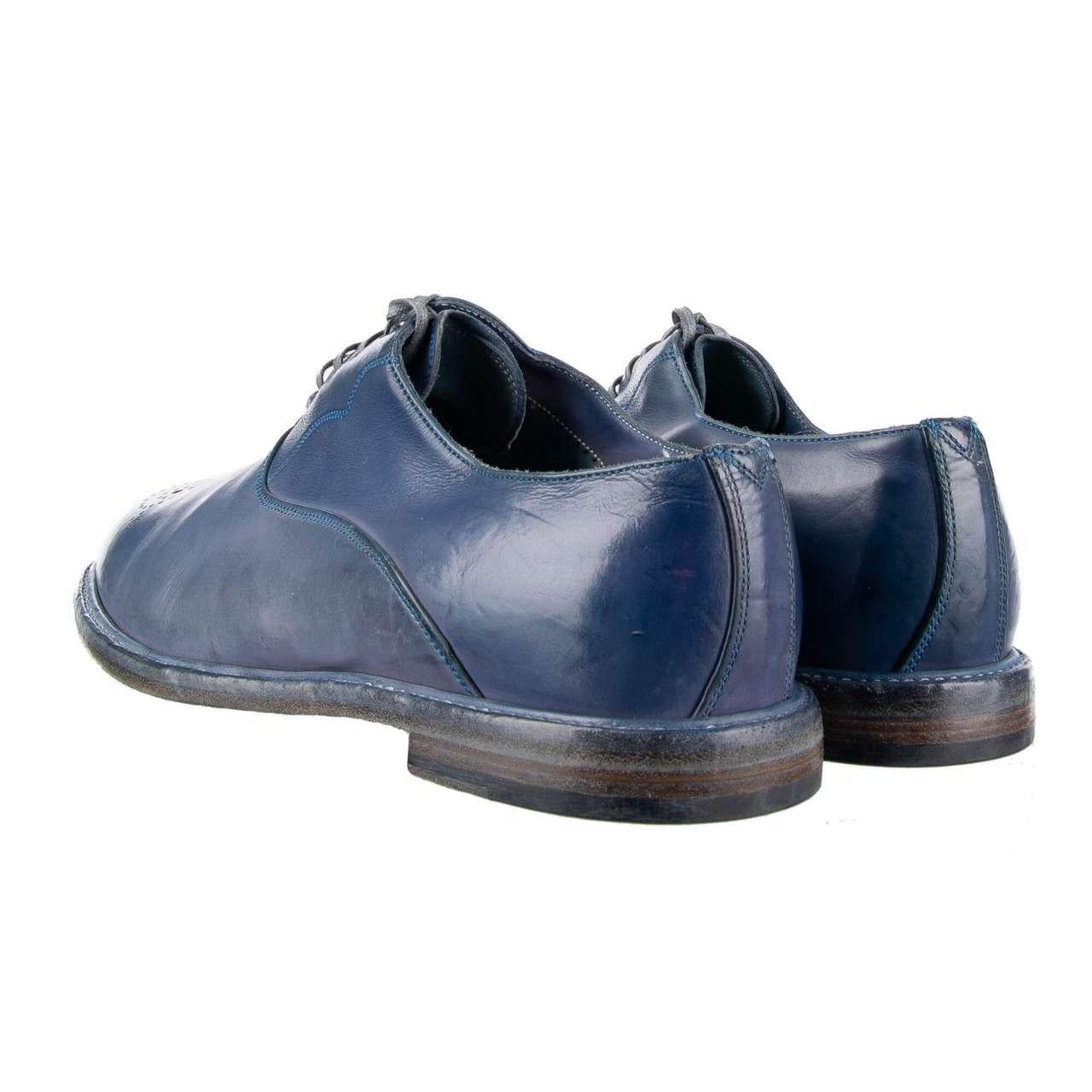 Men's Dolce & Gabbana - Vintage Derby Shoes MARSALA Blue EUR 43 For Sale