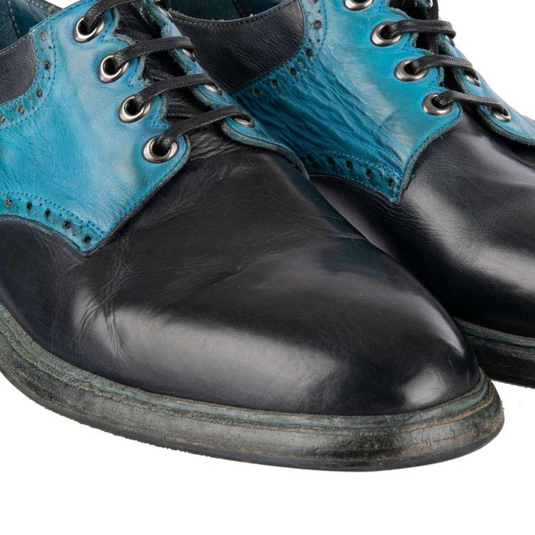 Dolce & Gabbana Blue Leather Derby Dress Formal Shoes main image 0