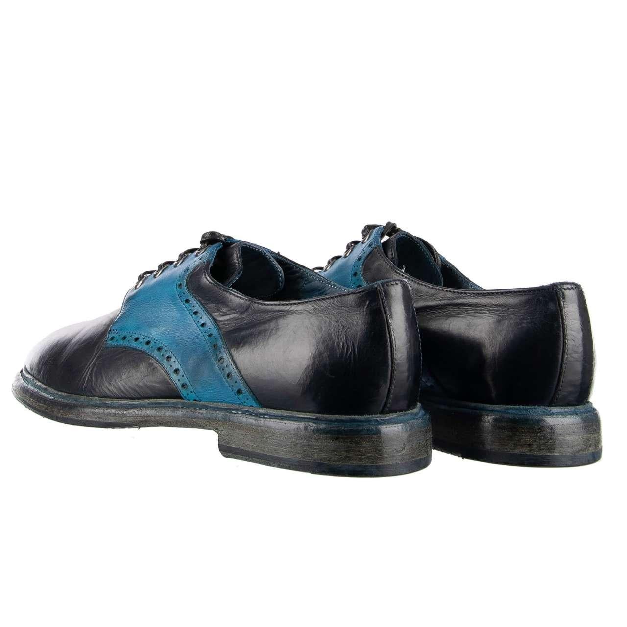 Dolce & Gabbana - Vintage Derby Shoes MARSALA Blue Navy EUR 41 In Excellent Condition For Sale In Erkrath, DE
