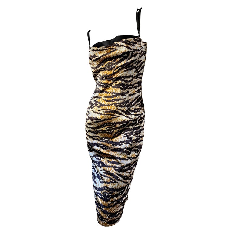 Dolce and Gabbana Vintage D&G Charming Pleated Tiger Stripe Cocktail ...
