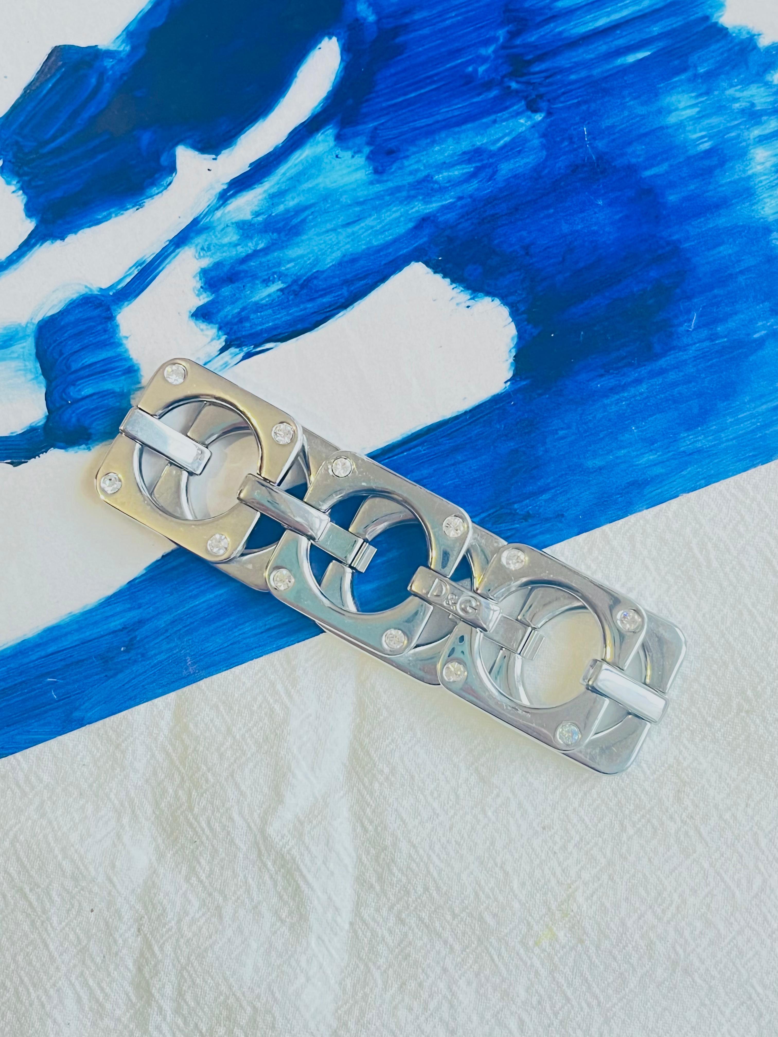 Art Nouveau Dolce & Gabbana Vintage D&G Classic Statement Monogram Squares Crystal Bracelet